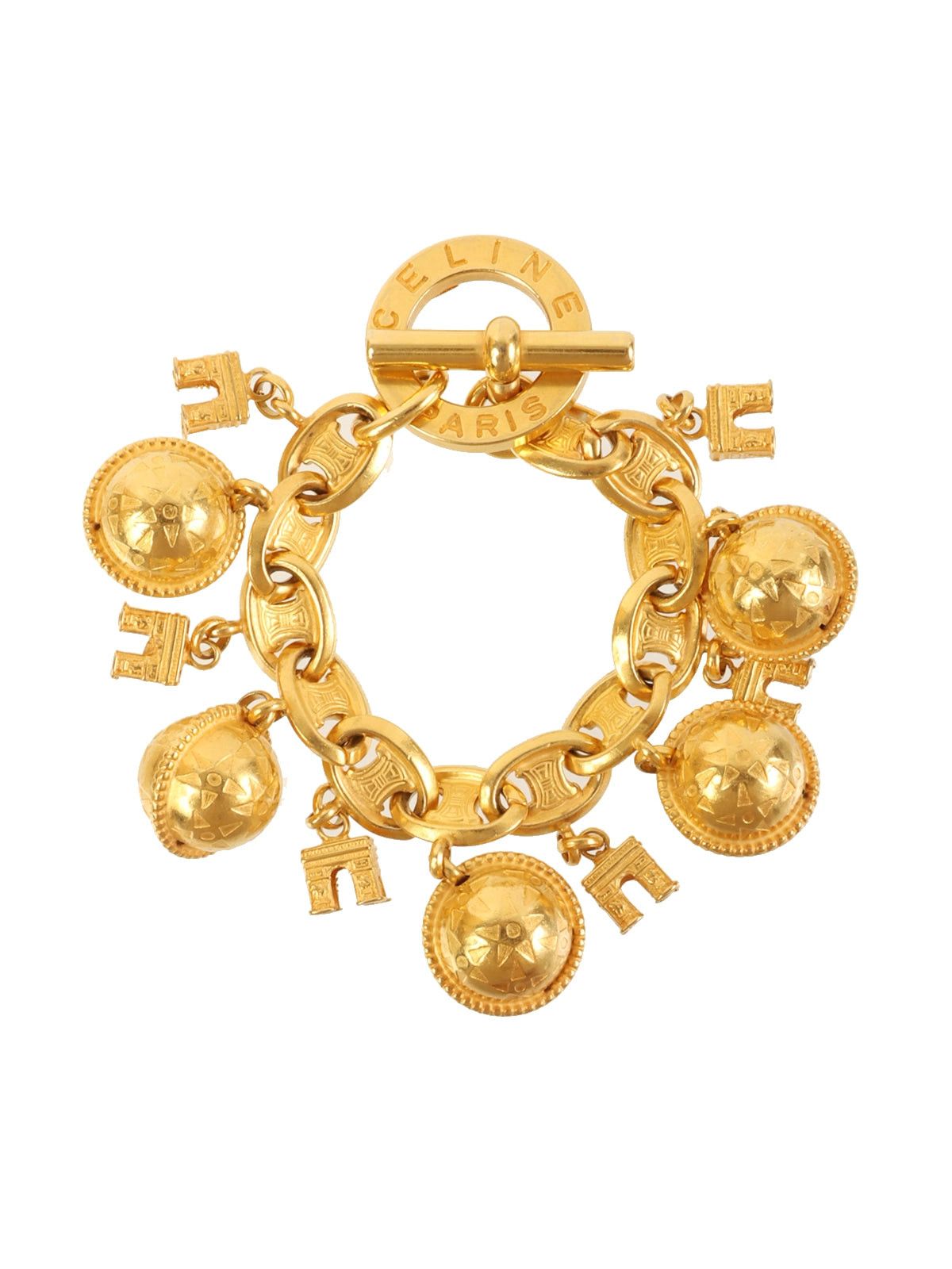 image of Celine Multi Motif Bracelet in Black, Women's
