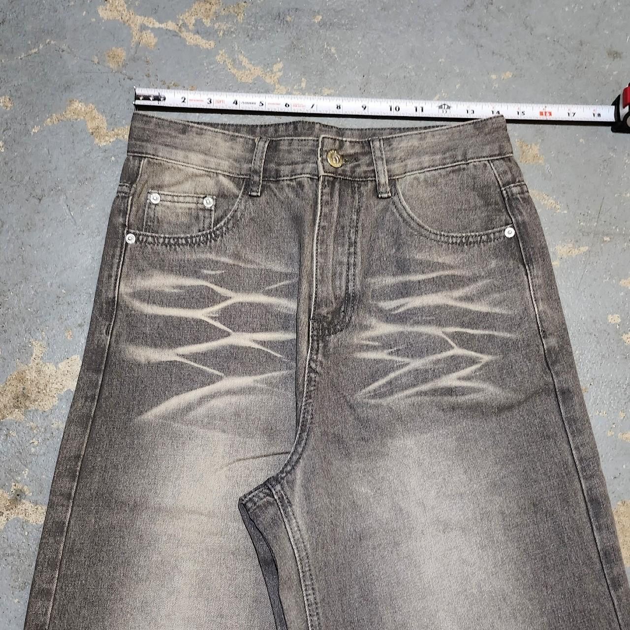 Japanese Brand grey distressed ripped faded baggy jeans y2k style Size US 28 / EU 44 - 3 Thumbnail