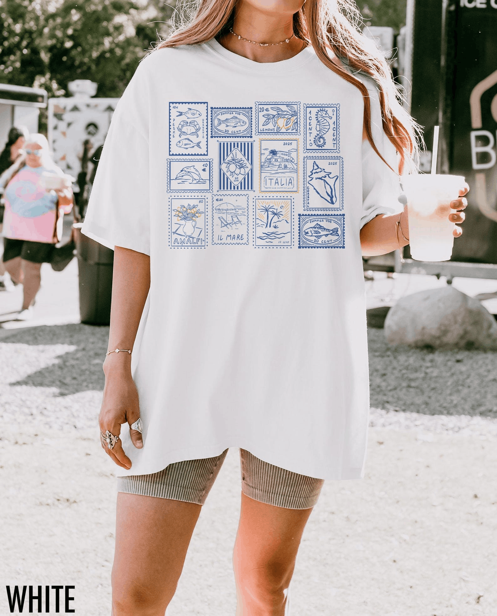 Other Stamps Shirt | Summer Stamps Tee | Travel Stamp T-Shirt Size S / US 4 / IT 40 - 2 Thumbnail