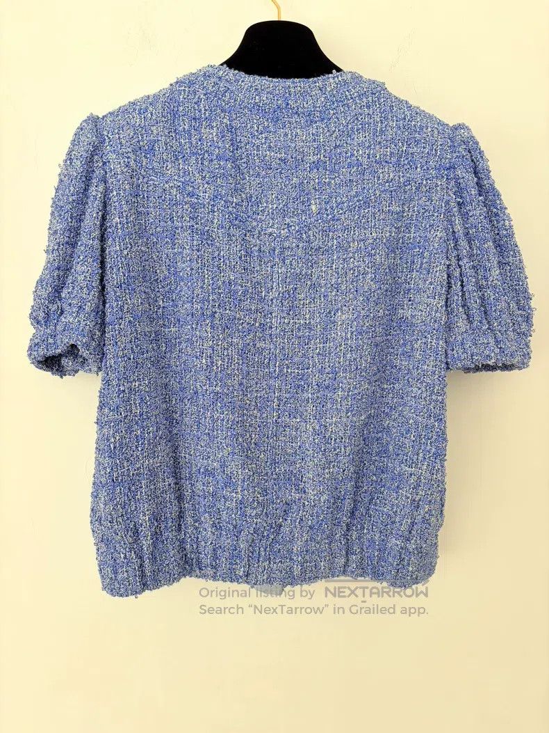 Chanel Chanel Blue tweed puffy short-sleeved jacket Size XXS / US 00 / IT 34 - 2 Thumbnail
