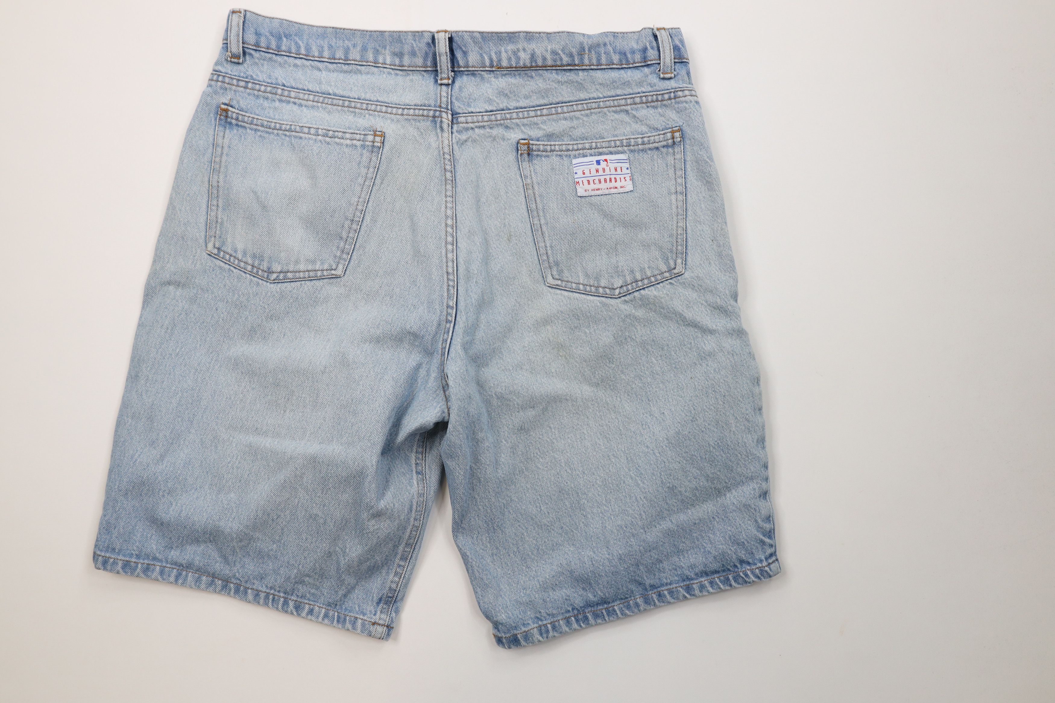 Vintage Vintage 90s MLB Baseball Spell Denim Jean Shorts Jorts USA Size US 36 / EU 52 - 9 Thumbnail