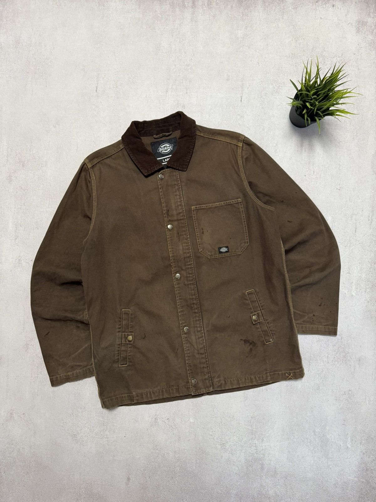 Dickies × Vintage Vintage Dickies Work Denim Jacket Brown Faded Amazing 90s Size US L / EU 52-54 / 3 - 1 Thumbnail