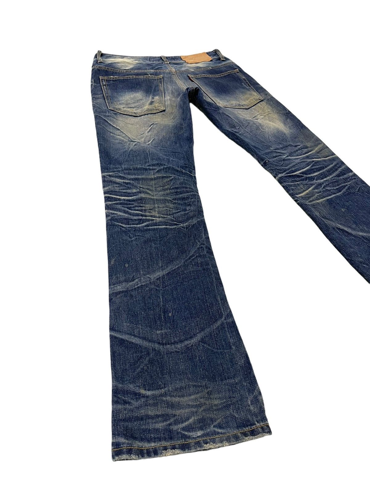 Japanese Brand Slight Flare Jeans Rubber Soul Faded Distress Boot Cut 7🟦7 Size US 30 / EU 46 - 13 Thumbnail