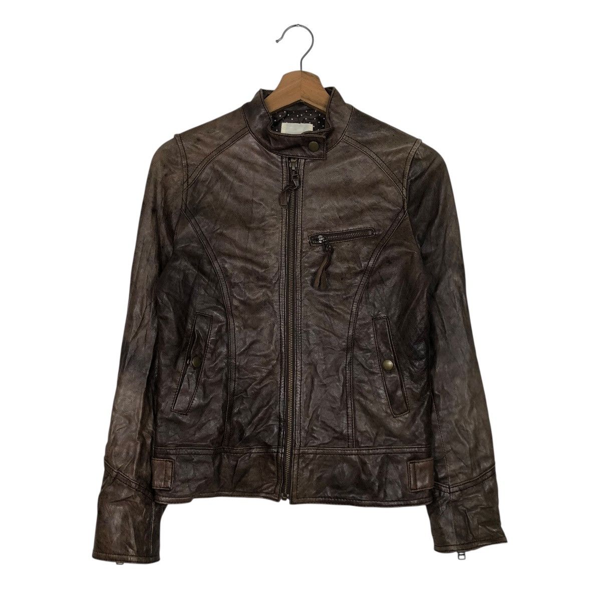 Japanese Brand 🔥CROPPED BIKER LEATHER JACKET BACK NUMBER ISSEY MIYAKE Size US M / EU 48-50 / 2 - 3 Thumbnail