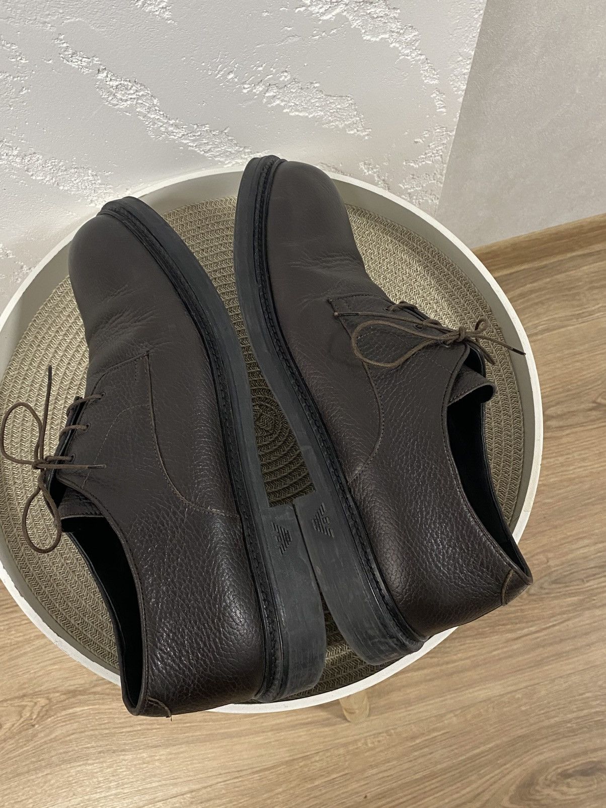 Emporio Armani Emporio Armani Brown Leather Oxford Derby Shoes Size: 44 Size US 11 / EU 44 - 6 Thumbnail
