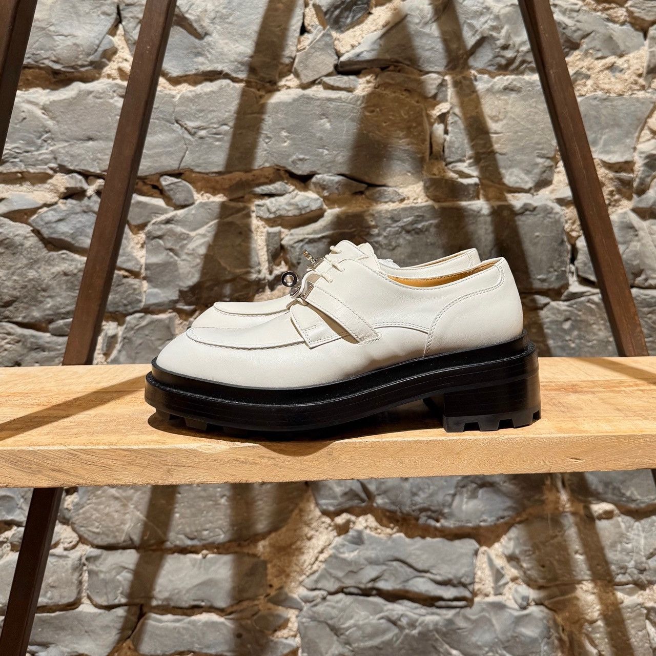 Hermes Hermès White First Derby Kelly Buckle Shoes Size US 9 / IT 39 - 6 Thumbnail