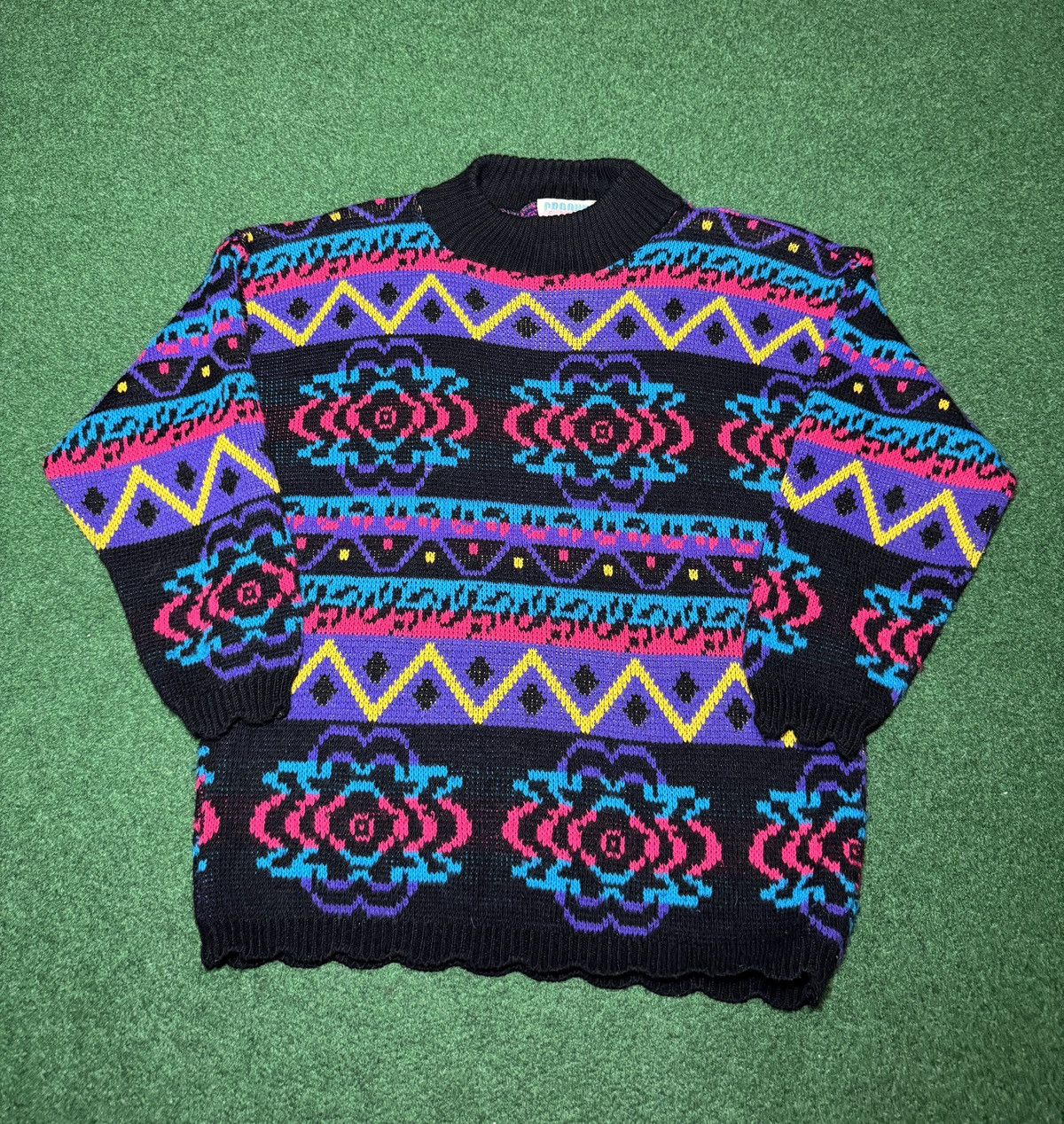 Vintage Vintage Croquet Club Womens Large Geometric Knit Sweater Size L / US 10 / IT 46 - 1 Thumbnail