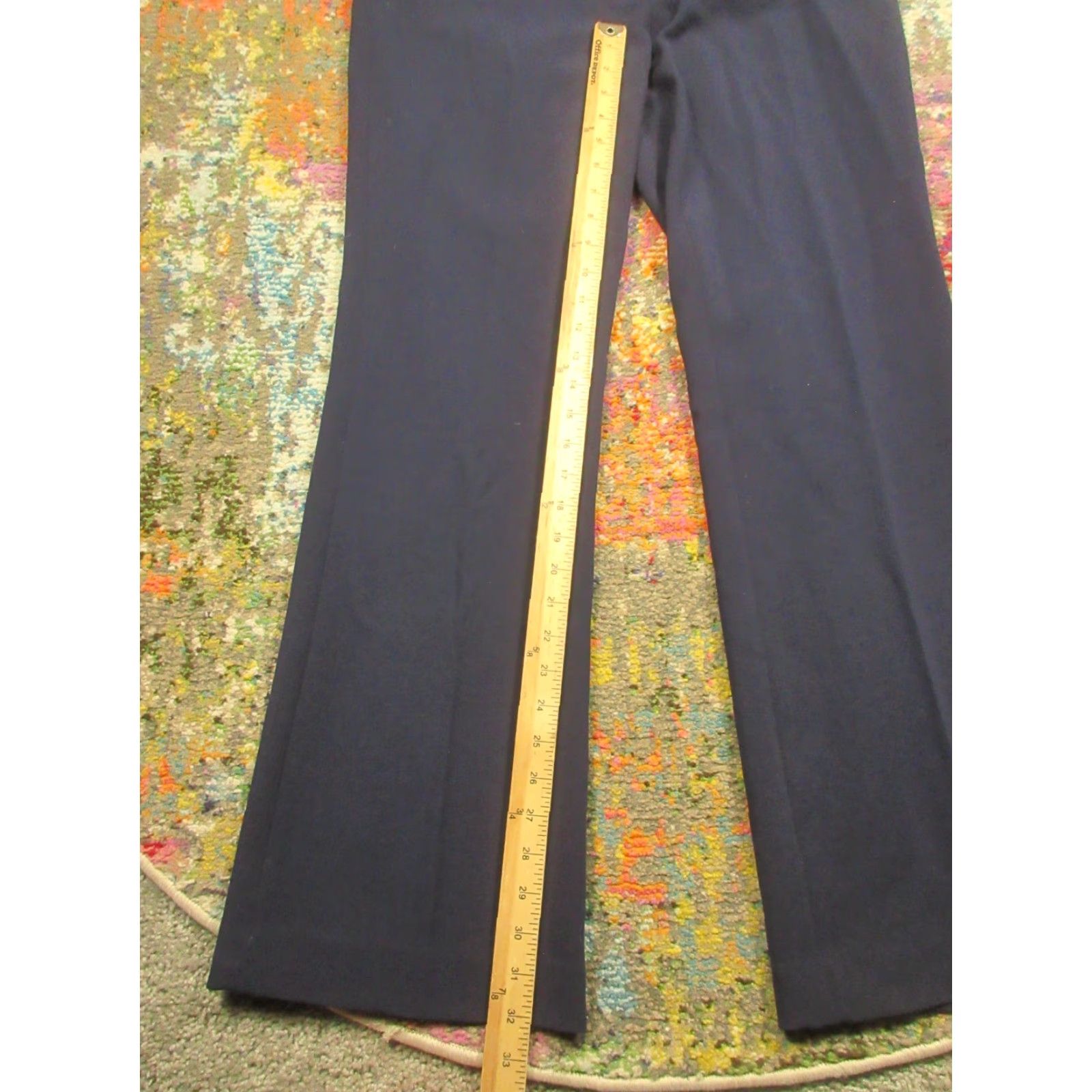Karl Lagerfeld Karl Lagerfeld Paris Womens Navy Blue Straight Leg Career Dress Pants Size 10 Size 32" / US 10 / IT 46 - 7 Thumbnail