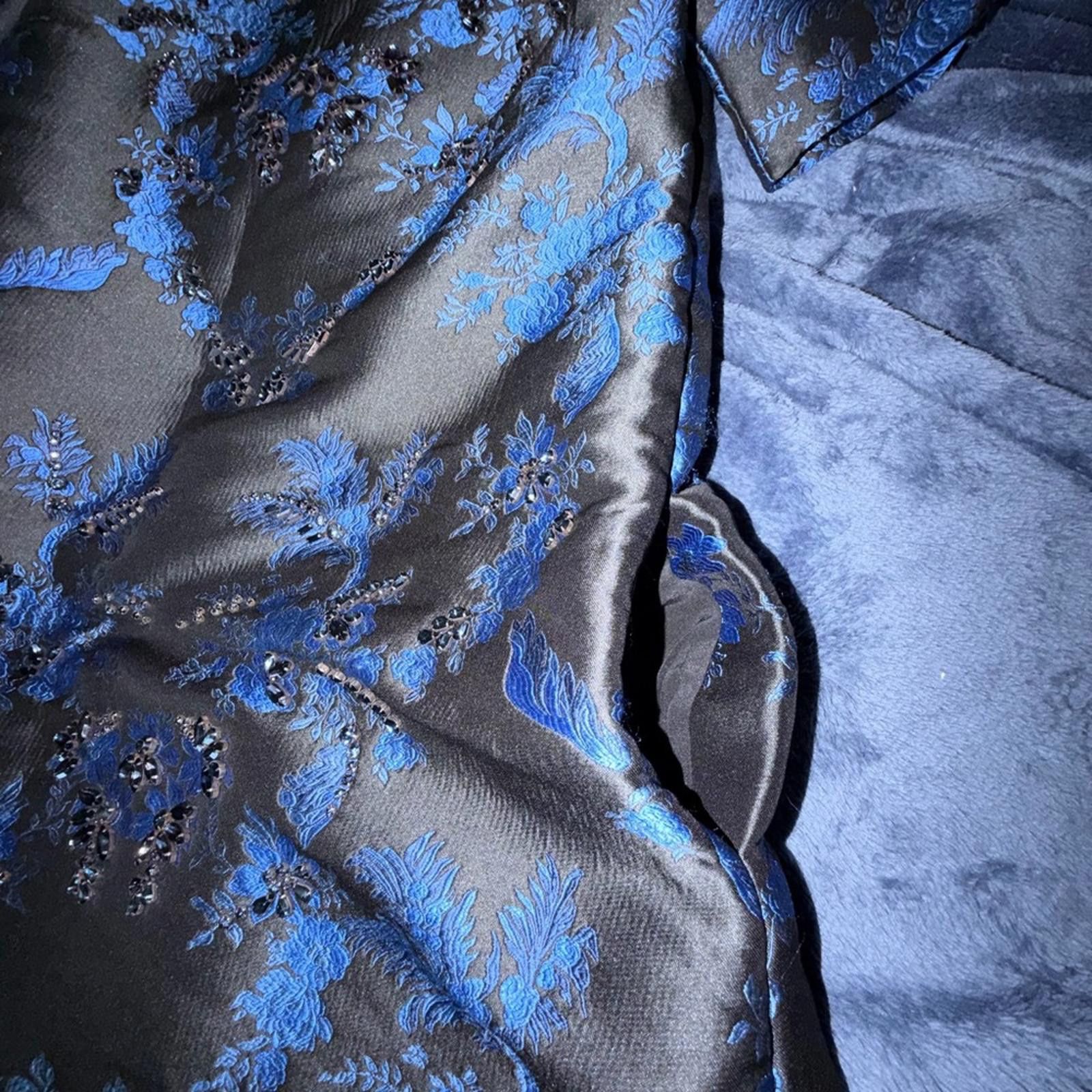Stella McCartney Stella McCartney Black and Blue Floral Jacquard Mini Dress Size M / US 6-8 / IT 42-44 - 4 Thumbnail