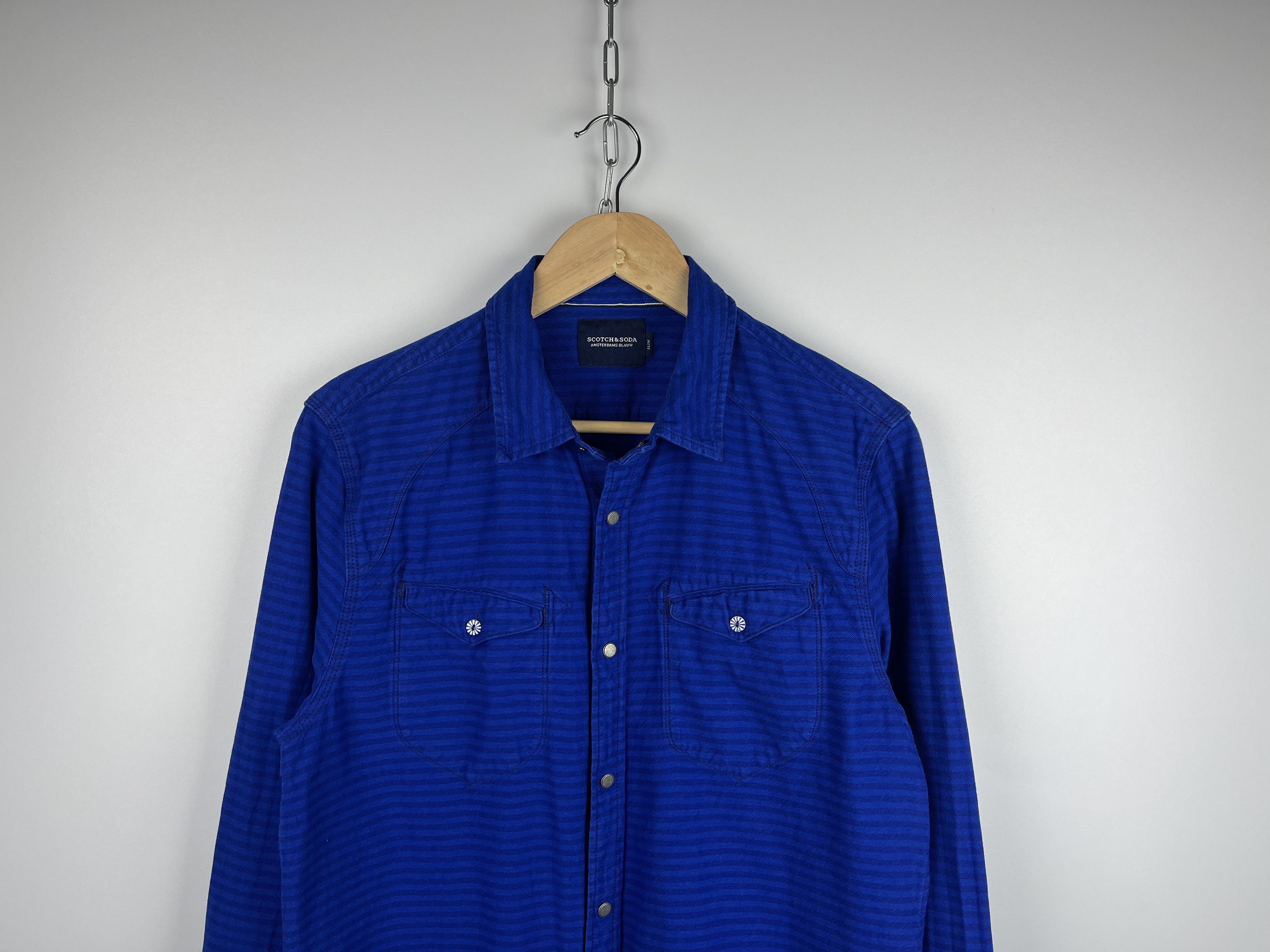 Scotch & Soda Scotch & Soda Blauw Indigo Lamplight Striped Shirt Size US L / EU 52-54 / 3 - 3 Thumbnail
