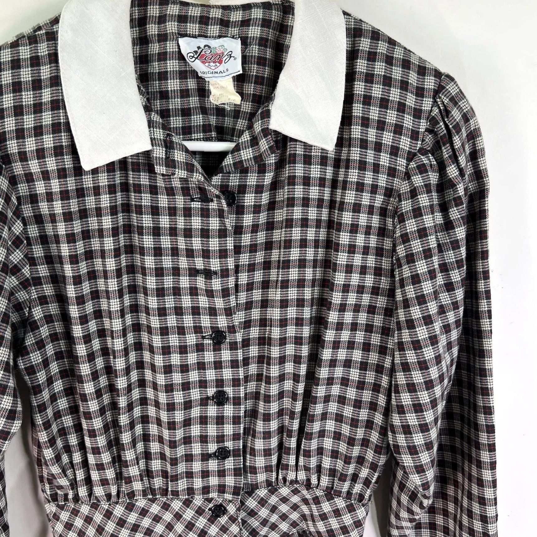 Vintage Vintage Lanz Originals 1970s Gingham Fit & Flare Dress Womens Size 6 Gray Casual National Style Size M / US 6-8 / IT 42-44 - 2 Thumbnail