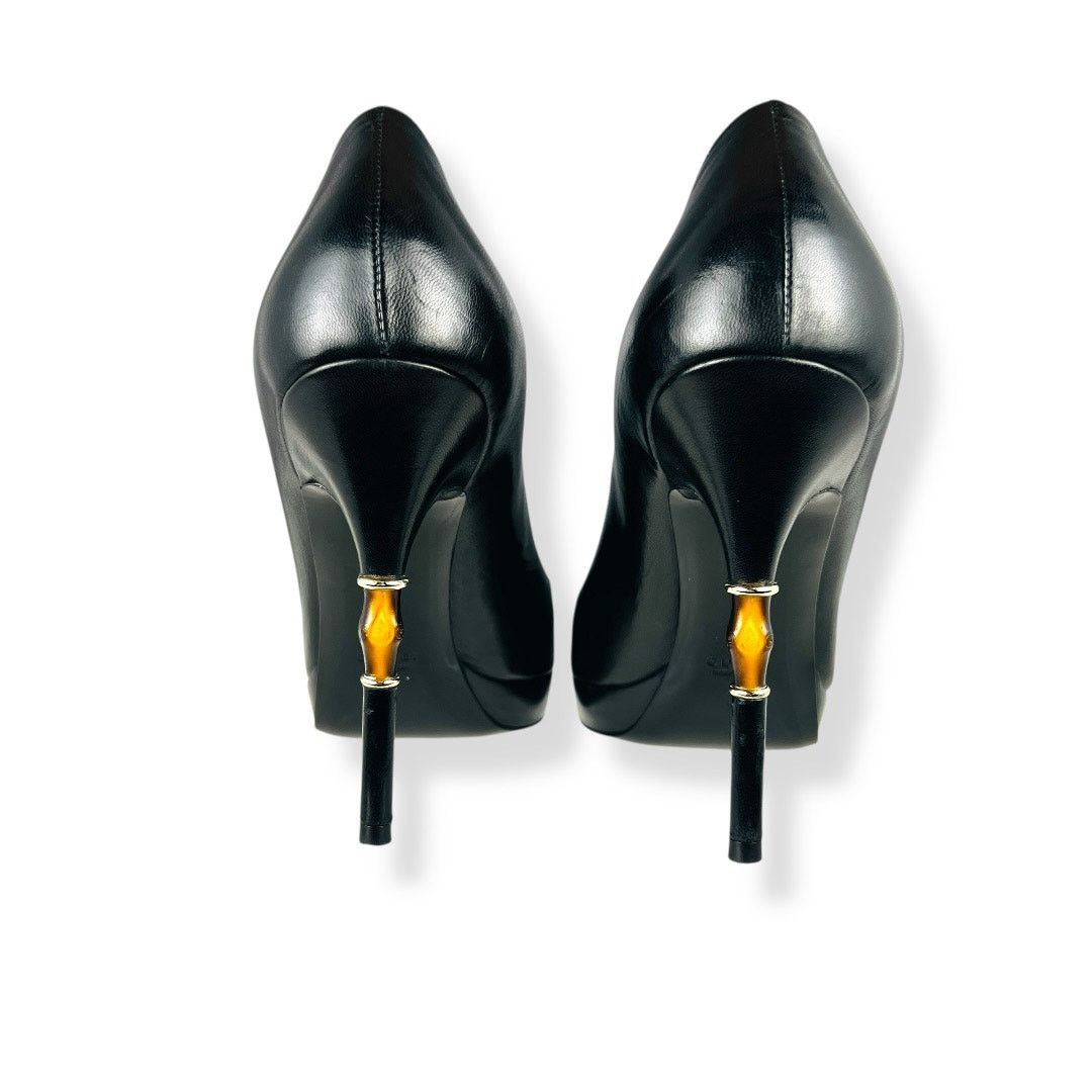 Gucci Gucci Malibu Bamboo Heel Platform Pumps Black Leather 37 Size US 7 / IT 37 - 2 Thumbnail