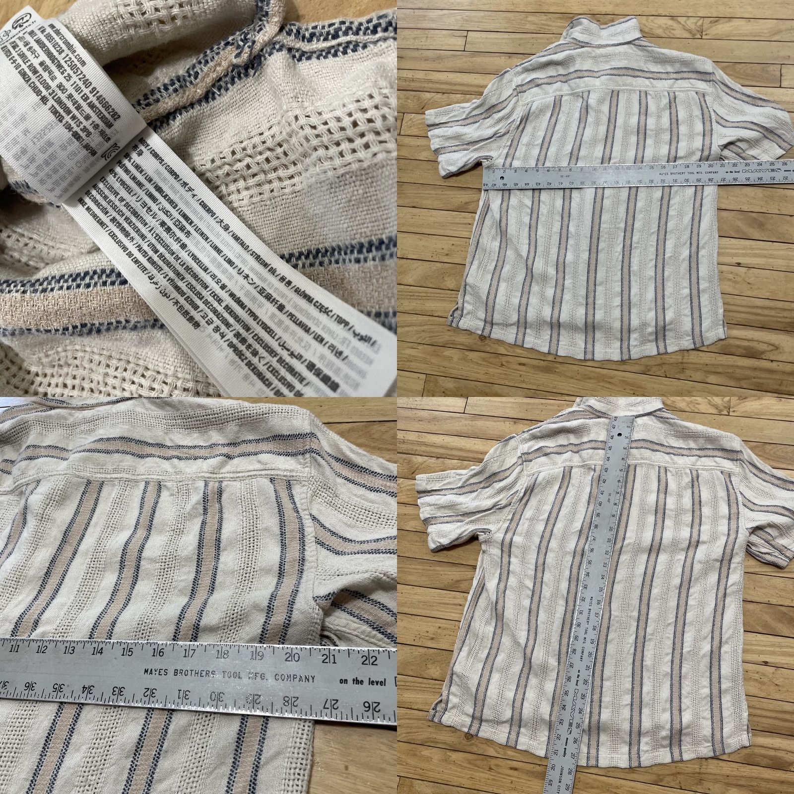 Abercrombie & Fitch Abercrombie & Fitch Shirt M Tan Stripe Short Sleeve Summer Linen Blend A&F Men Size US M / EU 48-50 / 2 - 8 Thumbnail