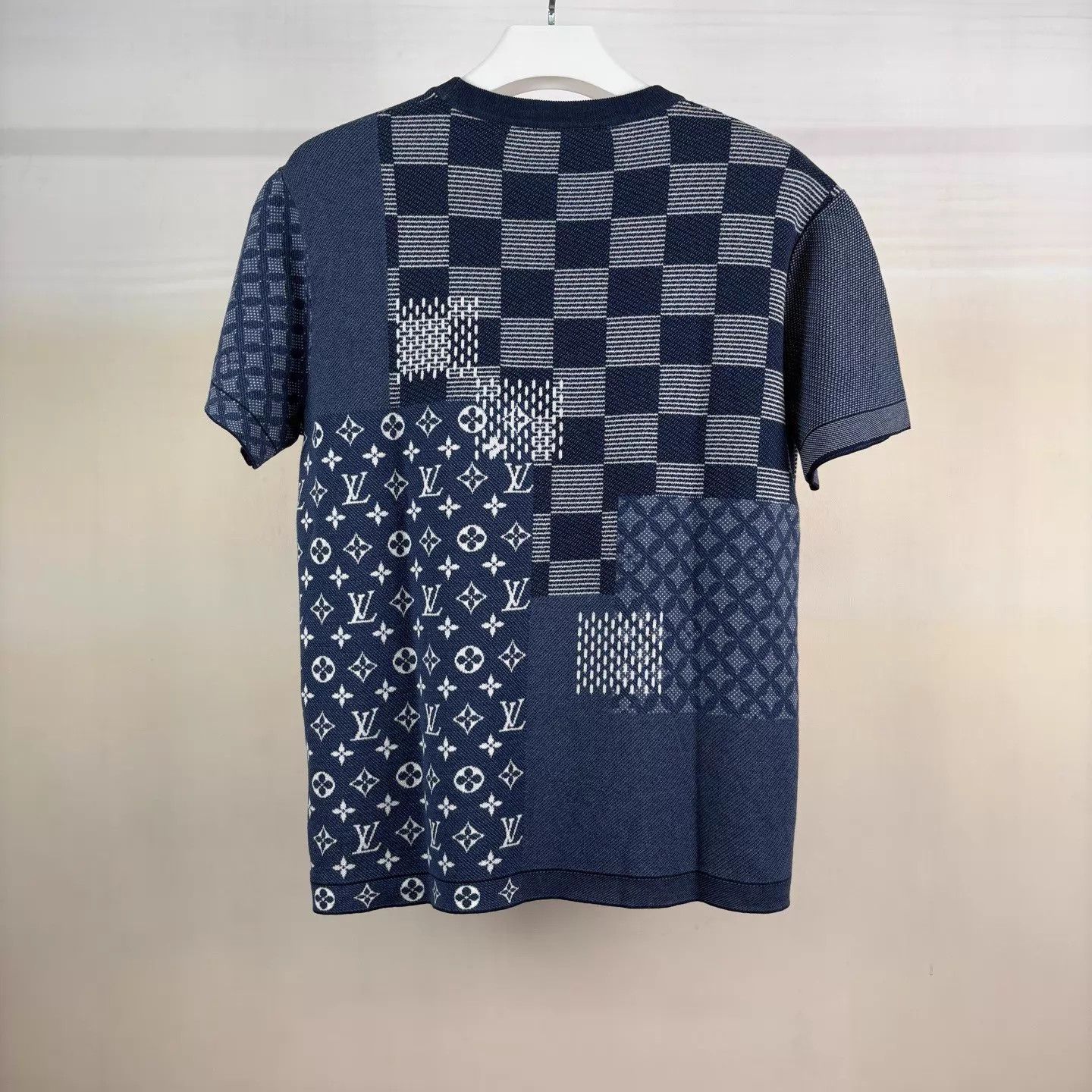 Louis Vuitton Louis Vuitton Blue Damier Short Sleeve Knit M Size US M / EU 48-50 / 2 - 2 Thumbnail