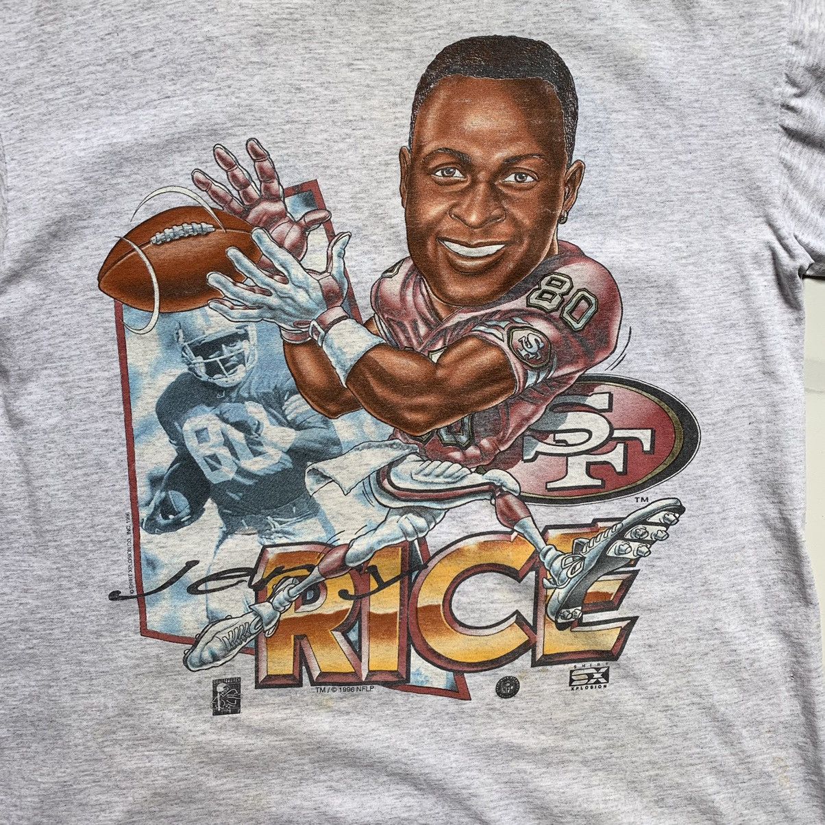 NFL × Vintage Sick Rare! Vintage 1996 Jerry Rice Cartoon T-Shirt Size US L / EU 52-54 / 3 - 4 Thumbnail