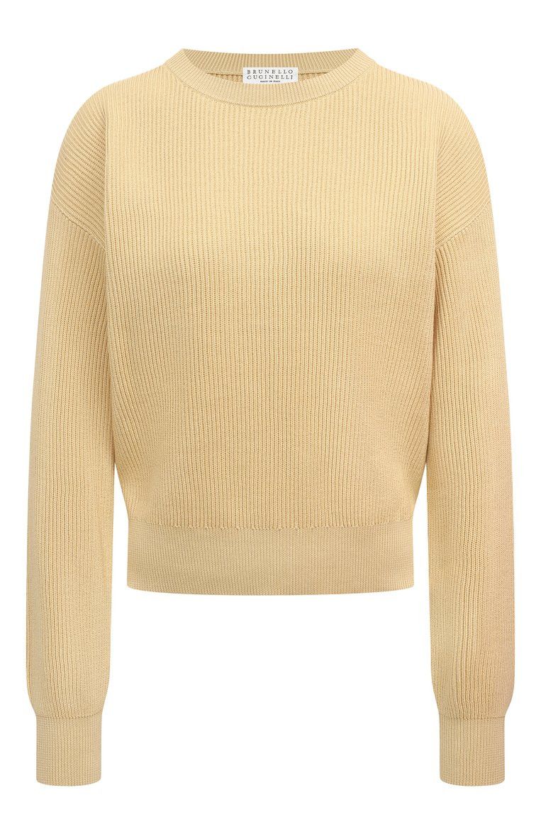 Brunello Cucinelli o1y0825 Crewneck Sweater in Light Yellow Size XS / US 0-2 / IT 36-38 - 1 Thumbnail