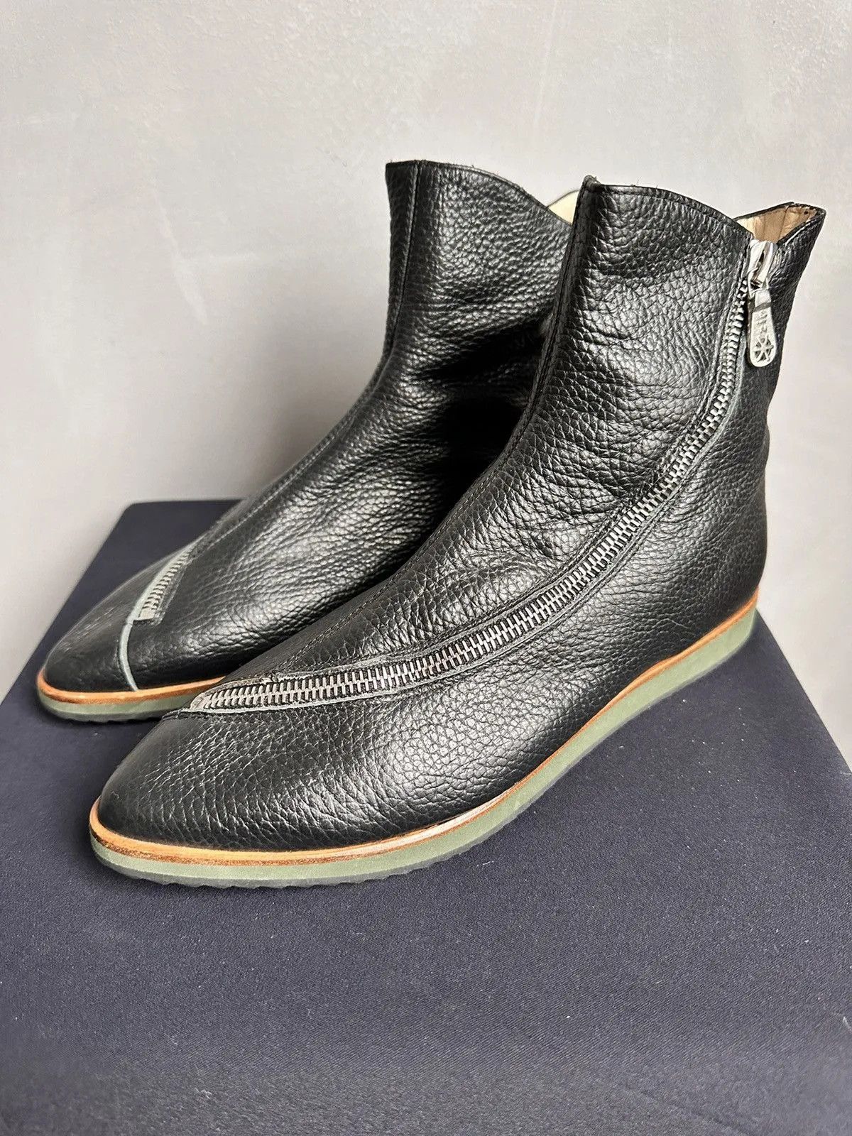 If Six Was Nine Leather Boots Metal Zip Vintage Rick Owens Style Y2K Size US 7 / IT 37 - 5 Thumbnail