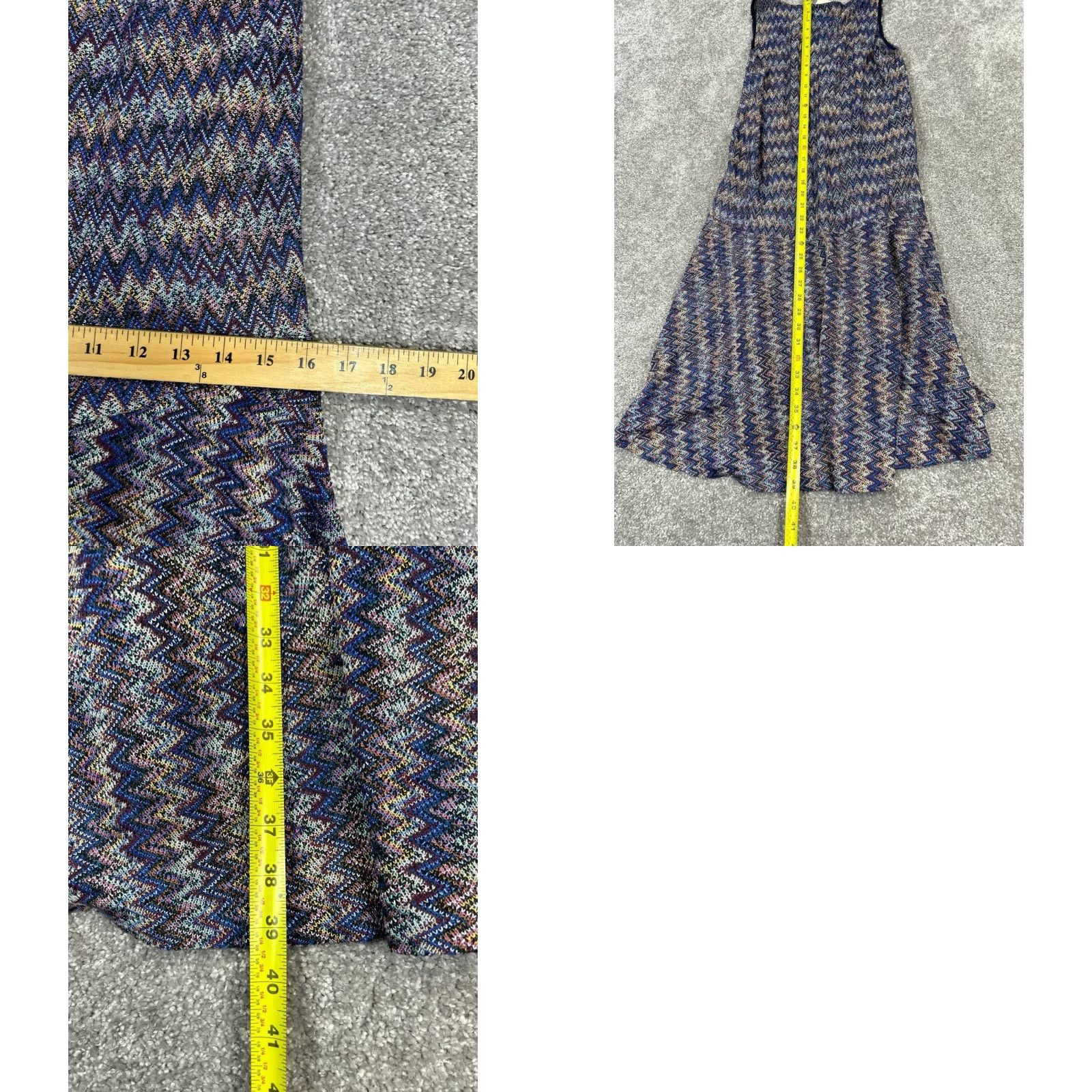 Vintage Maeve Dress Womens Small Purple Gray Yellow Knit Blouson V-Neck Sleeveless Knee Length Casual Everyday Shaped Size S / US 4 / IT 40 - 8 Thumbnail