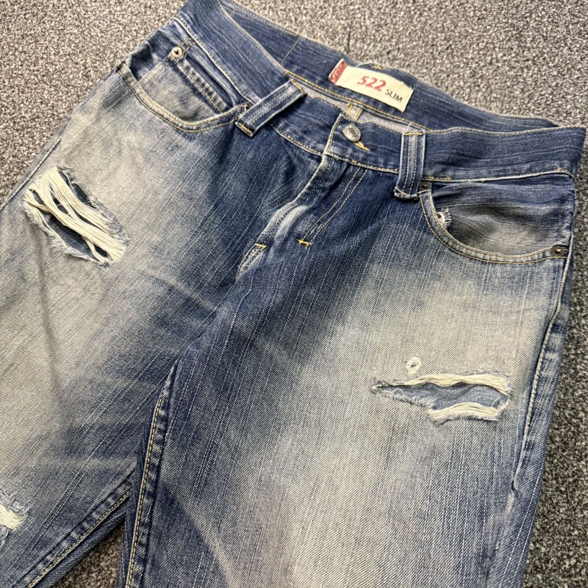 Beauty Beast 🔥🇯🇵 Japanese Distressed Levis 522 Slim Thrashed Pant Size 32" / US 10 / IT 46 - 10 Thumbnail