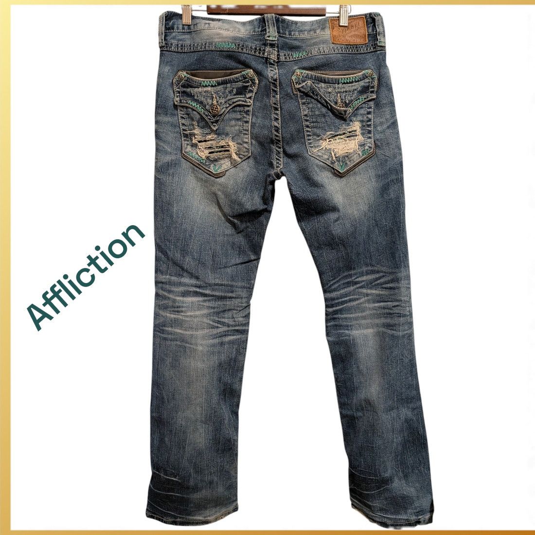 Affliction AFFLICTION Ace Slim Straight Blue Jeans Men's 33 distressed Size US 33 - 2 Thumbnail
