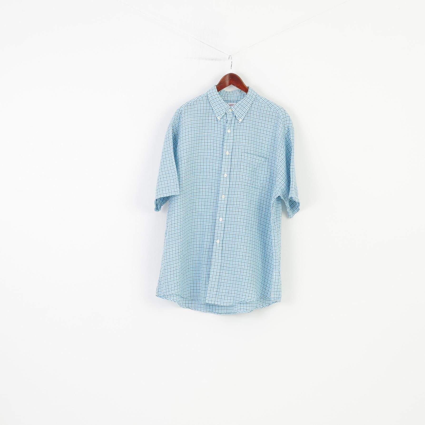 Brooks Brothers Brooks Brothers Men XL Casual Shirt Blue Linen 10518 Size US XL / EU 56 / 4 - 2 Thumbnail