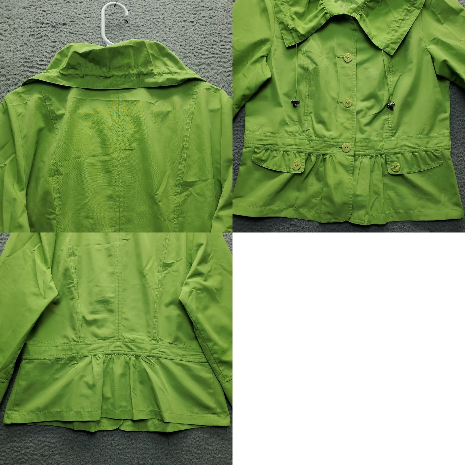 Vintage Tribella Womens 10 Green Wind-Resistant Collared Button-Front Jacket Size L / US 10 / IT 46 - 8 Thumbnail