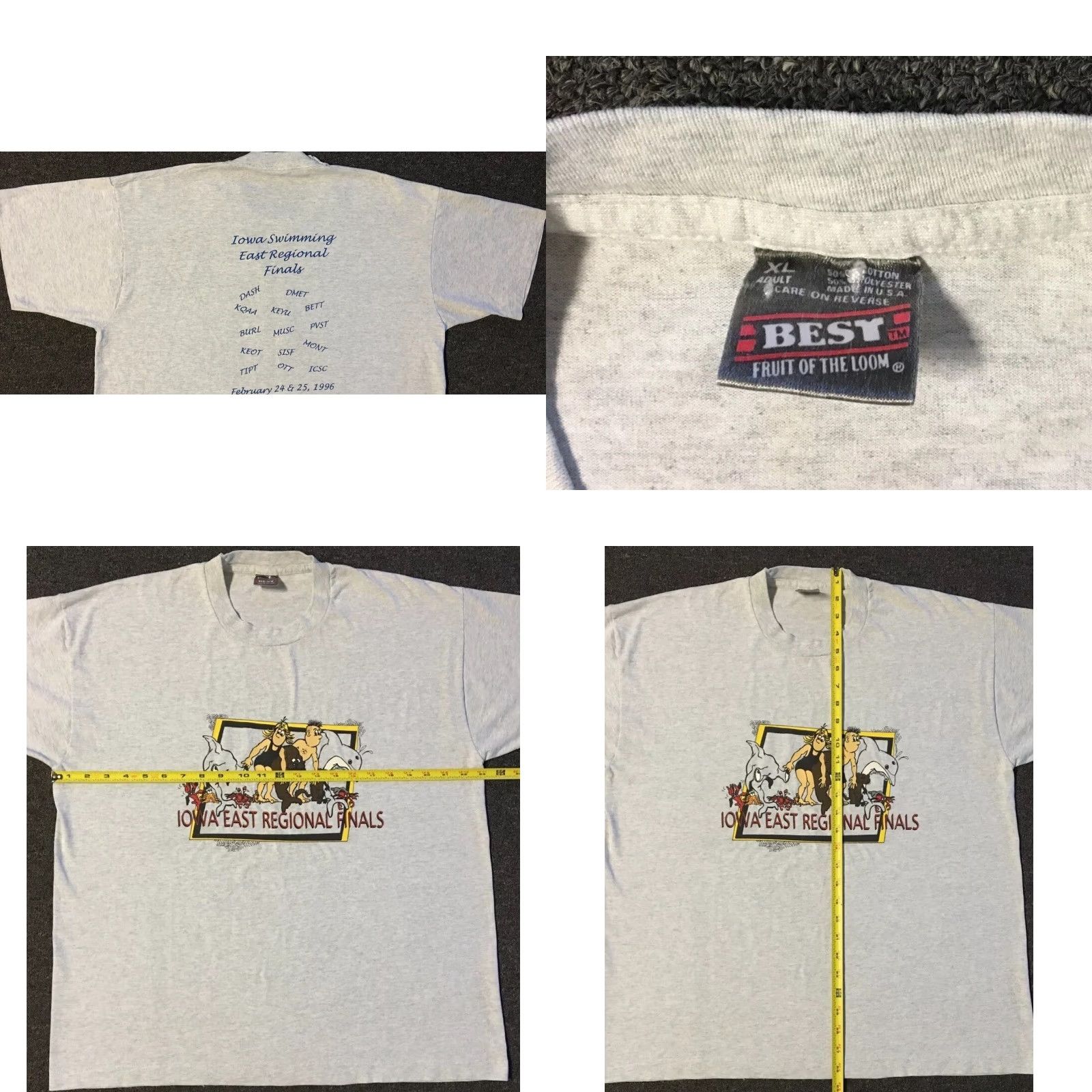 Vintage VINTAGE 90s Iowa Swim Finals Faded Shirt XL Gray Short Sleeve Men Single Stitch Tee Beach Grunge 80s 90s Retro Sports USA Humor Size US XL / EU 56 / 4 - 9 Thumbnail
