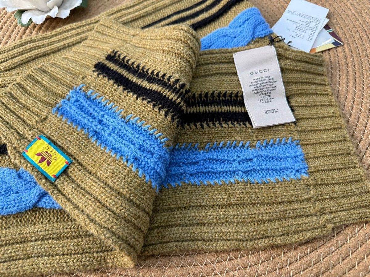Adidas × Gucci Gucci x Adidas Wool Striped Scarf Size ONE SIZE - 4 Thumbnail