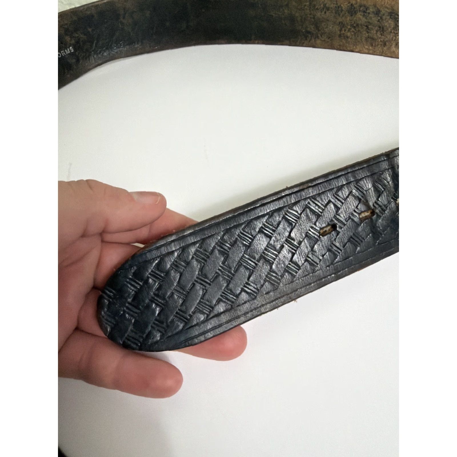 Vintage Butler’s Uniform Mens Belt 38 Brown Leather Embossed Distressed Leather Belt Size 38 - 7 Thumbnail