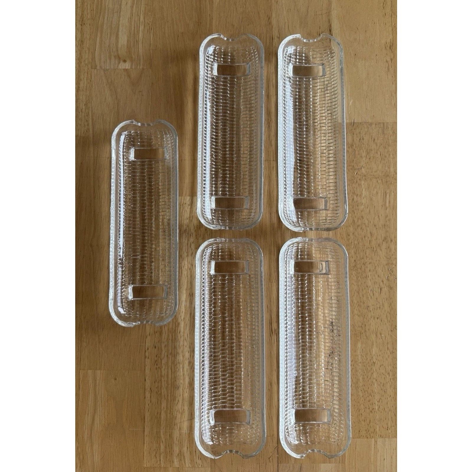 Other 5 Vintage Clear Glass CORN ON THE COB Pressed Dish Size ONE SIZE - 5 Thumbnail