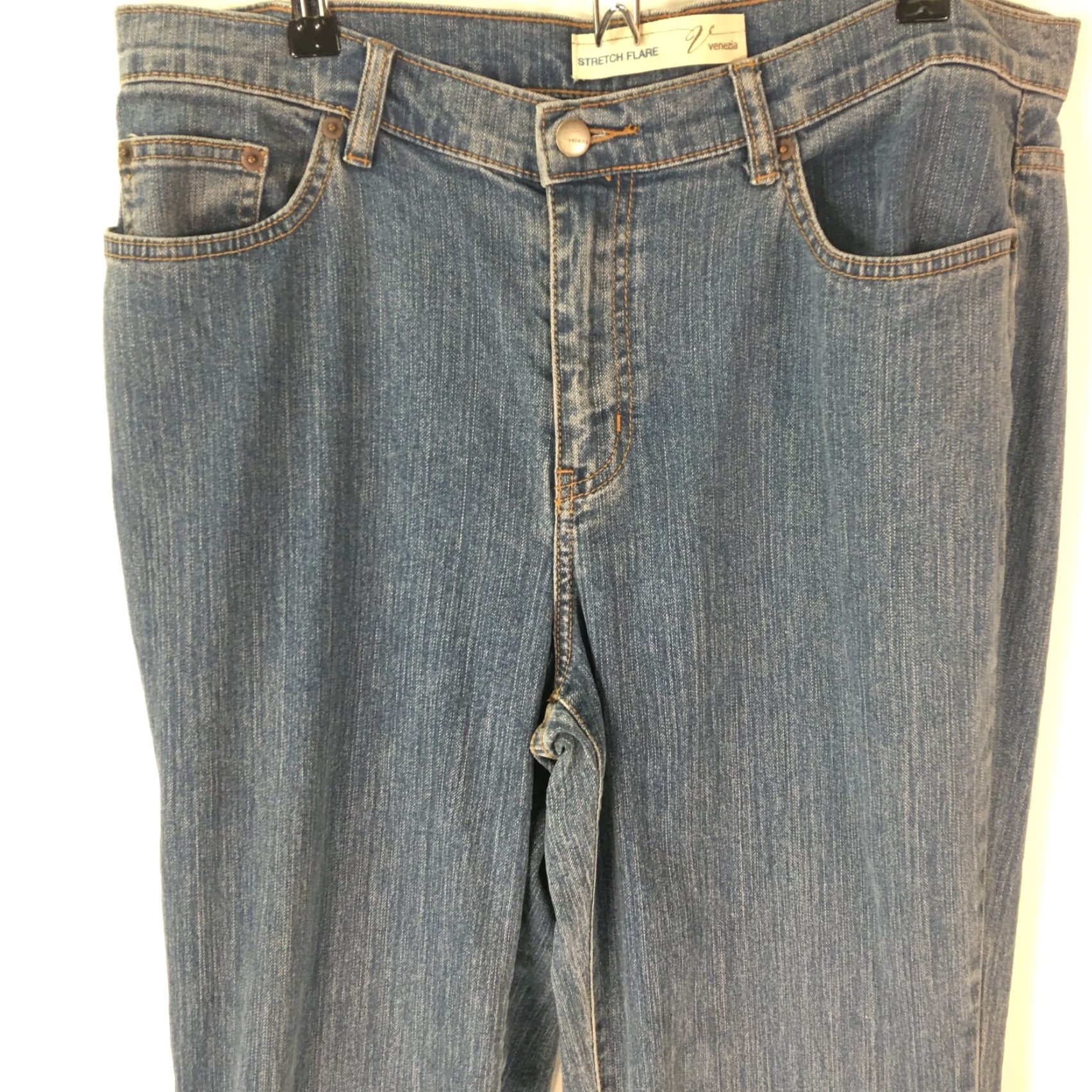 Denime Venezia Womens Casual Flat Front Stretch And Flare Denim Blue Jeans Size 8 Tall Size 30" / US 8 / IT 44 - 3 Thumbnail