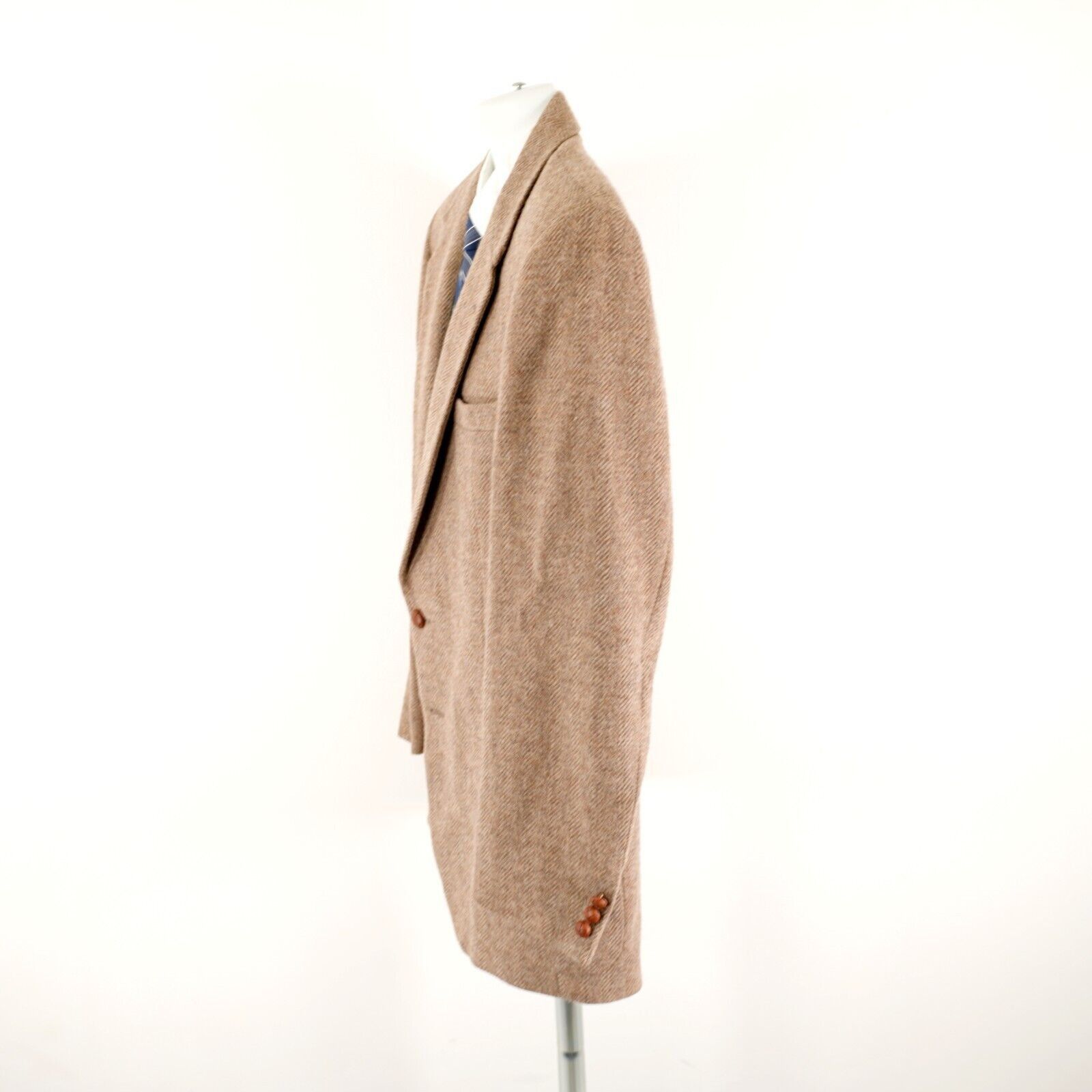 Farah WM F Farah Tweed Wool Tan Herringbone 2 Leather Button Sport Size 40L - 6 Thumbnail