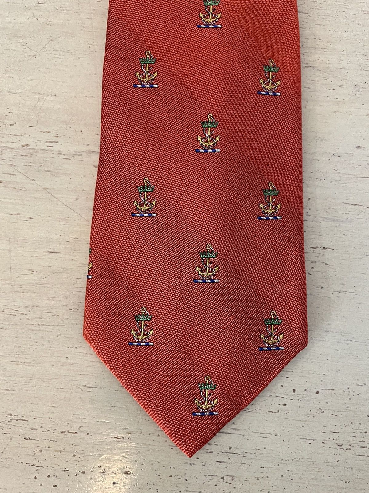 Polo Ralph Lauren × Vintage Spaced Anchors Print Jacquard Silk Tie Size ONE SIZE - 5 Thumbnail