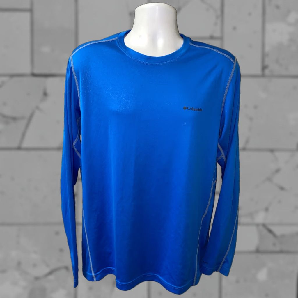 Vintage Columbia Mens T-Shirt Long Sleeve Blue Polyester Size L Regular Solid Shirt Size US L / EU 52-54 / 3 - 1 Thumbnail