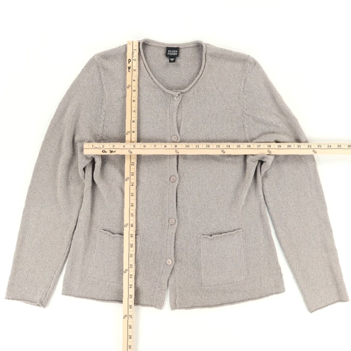 Eileen Fisher Eileen Fisher Button Front Cardigan Silk Solid Long Sleeve Sweatshirt Gray Women's 0 Shirt Size XS / US 0-2 / IT 36-38 - 3 Thumbnail