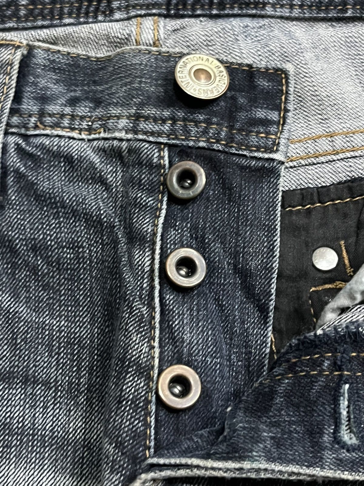 Japanese Brand Difference Rupert Dark Faded Washed Whisker Ripped Jeans Size US 30 / EU 46 - 6 Thumbnail