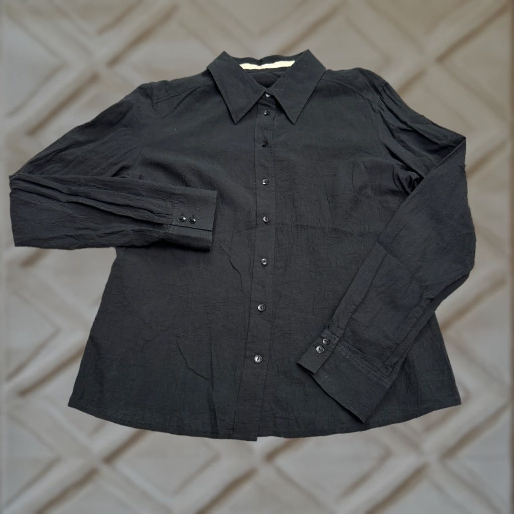 Vintage Gardeur Womens Button Up Shirt 12 Black Long Sleeve Cotton Business Casual Classic Top Size XL / US 12-14 / IT 48-50 - 1 Thumbnail