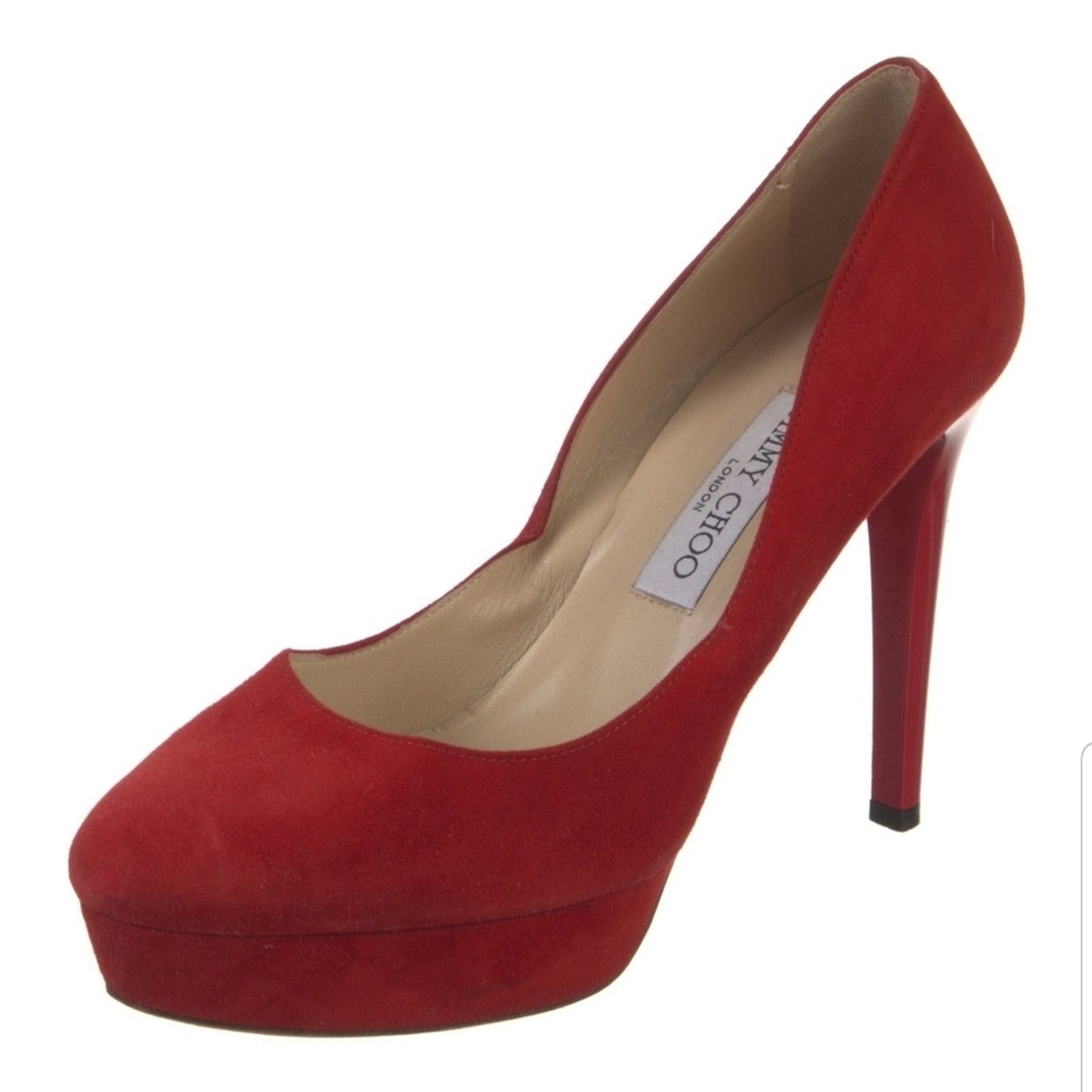 Jimmy Choo Jimmy Choo Red Suede Platform Shoes Size US 8.5 / IT 38.5 - 6 Thumbnail