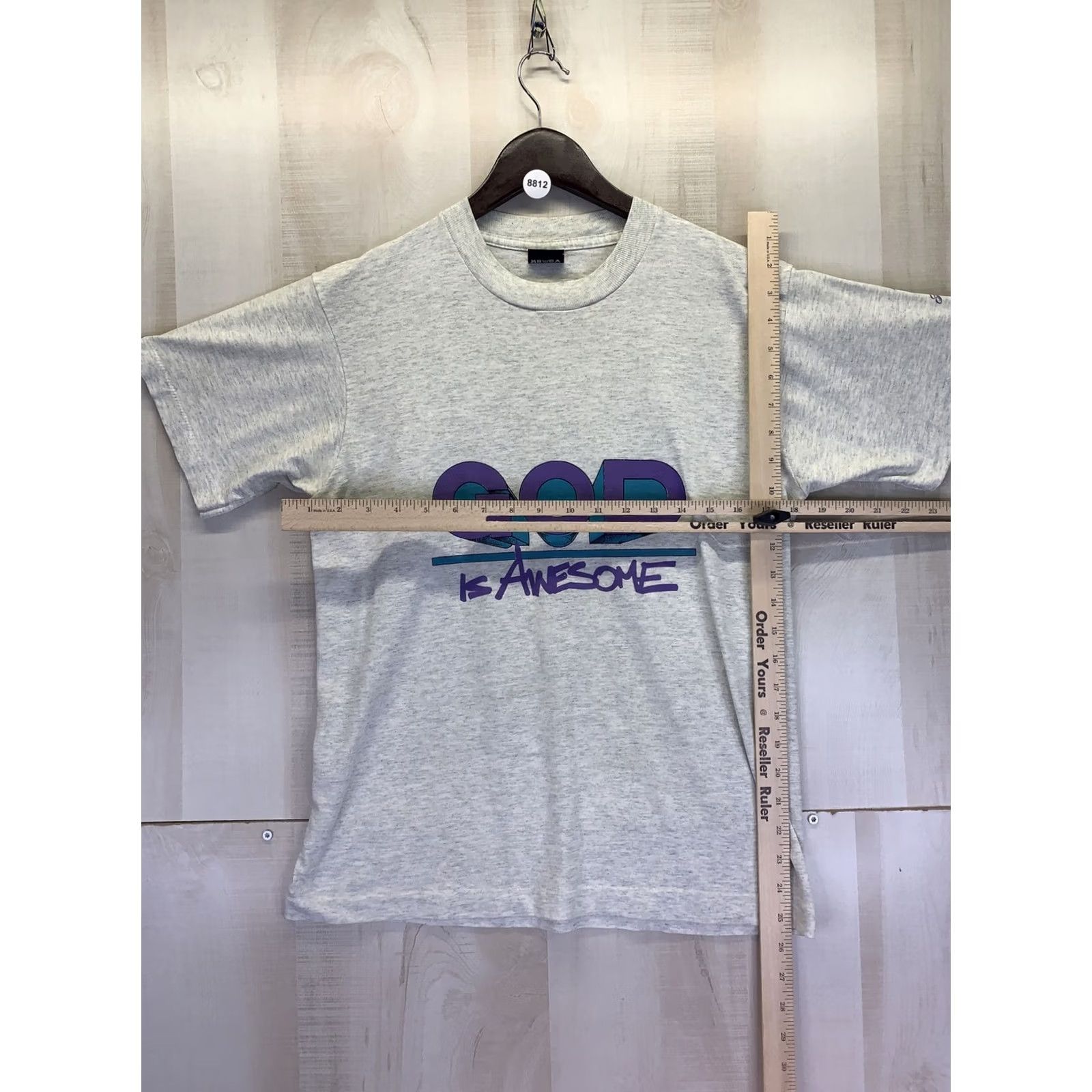 Vintage VINTAGE Screen Stars Graphic Tee Unisex Gray M 1990s God Is Awesome Short Sleeve Cotton Blend Shirt Size US M / EU 48-50 / 2 - 2 Thumbnail
