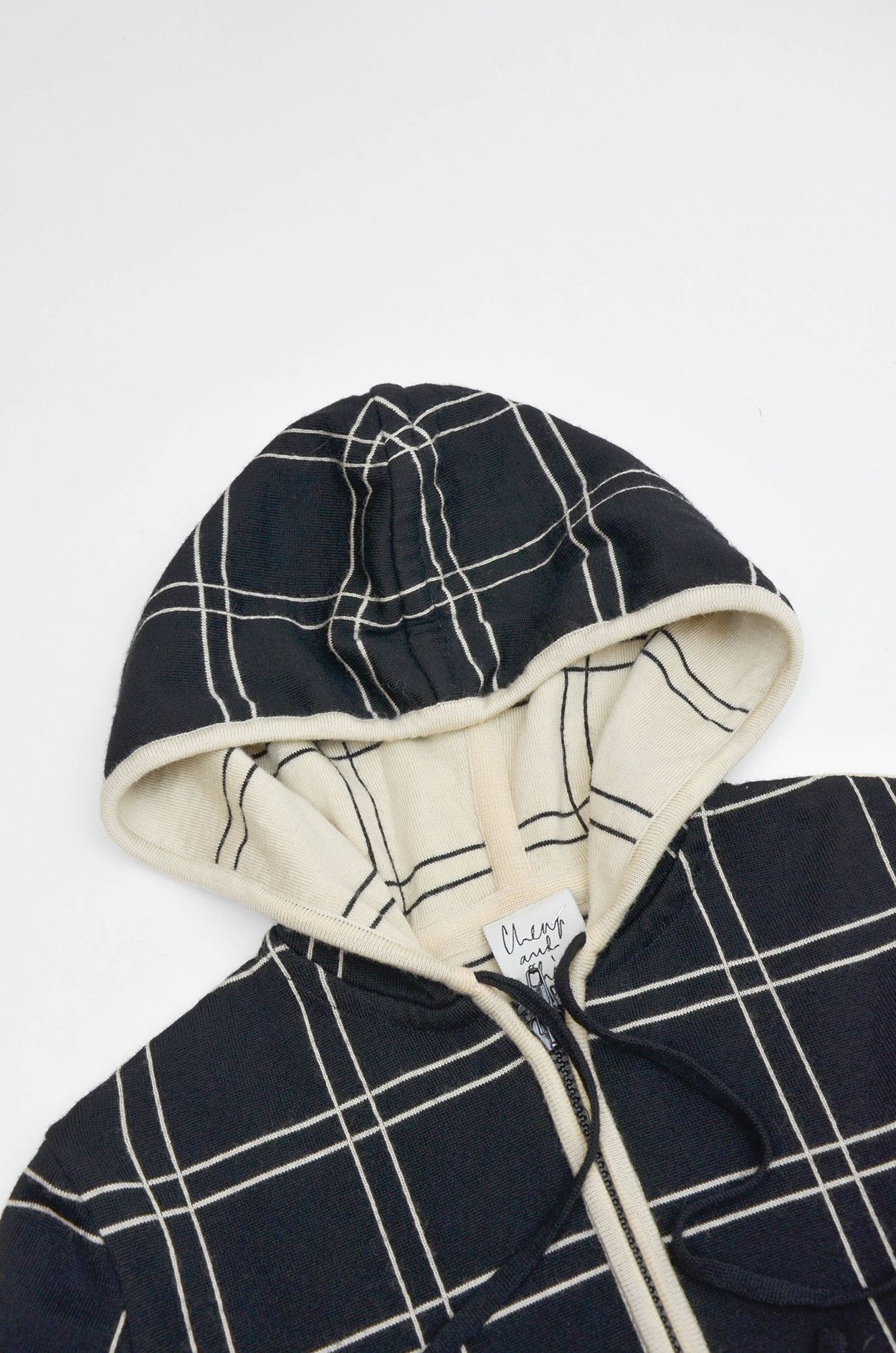 Moschino Vintage Checked Zip-Up Hoodie size M