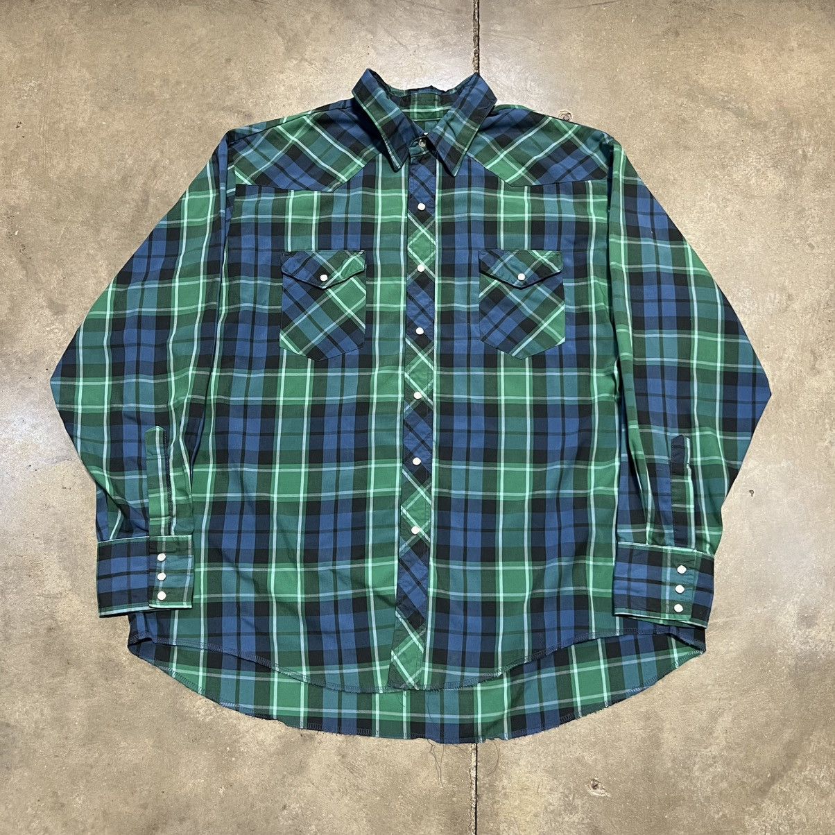 Vintage × Wrangler Vintage 80s Wrangler Pearl Snap Button Up Western Cowboy Size US XXL / EU 58 / 5 - 1 Thumbnail