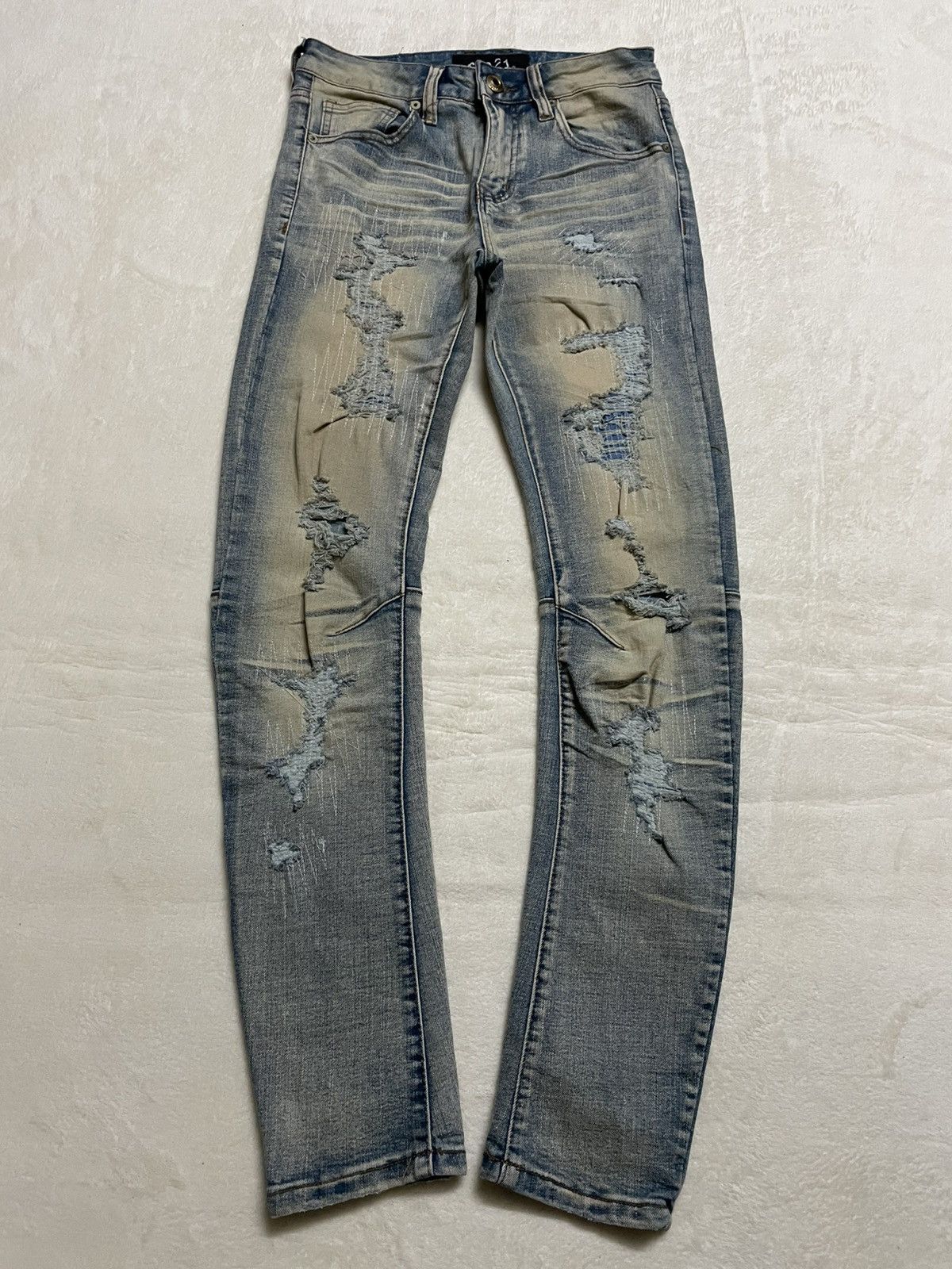 rue21 Vintage Rue21 Skinny Distress Ripped Mudwash Jeans Size US 27 - 1 Thumbnail