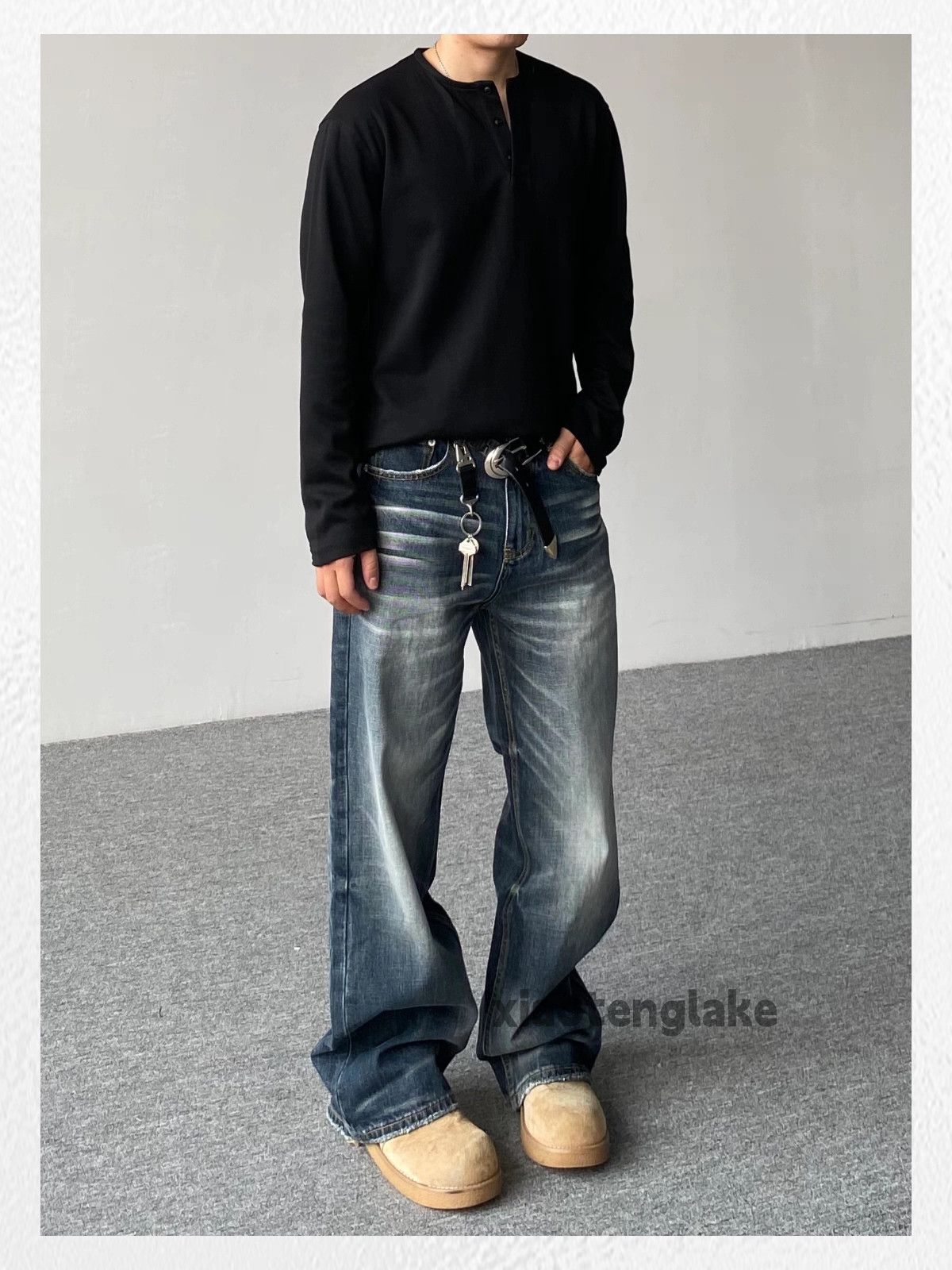 Jean Custom washed faded loose baggy skate hiphop jeans Size US 30 / EU 46 - 5 Thumbnail