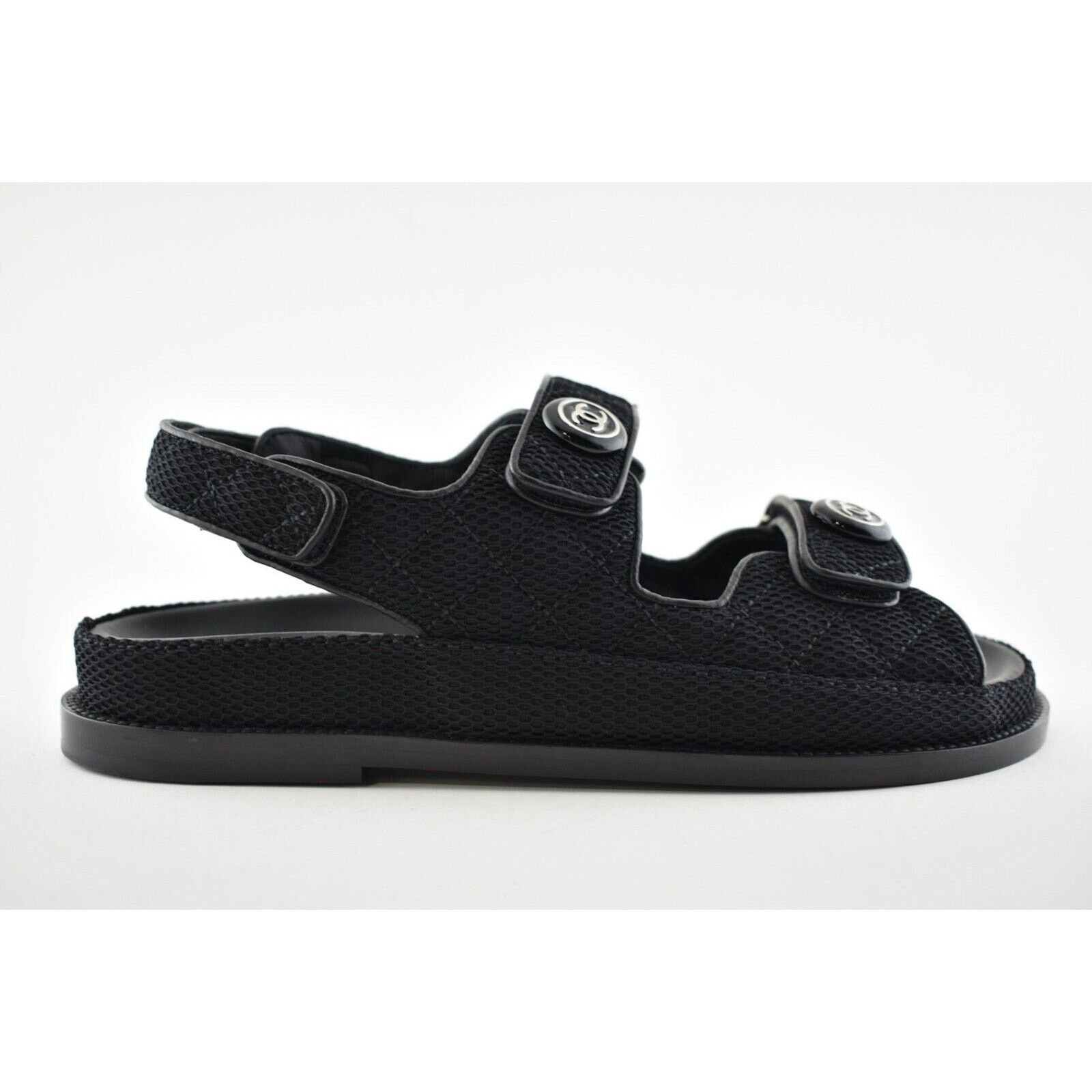 Chanel Chanel 21C Black Fabric Silver CC Logo Mule Slide Strap Size US 10 / IT 40 - 3 Thumbnail