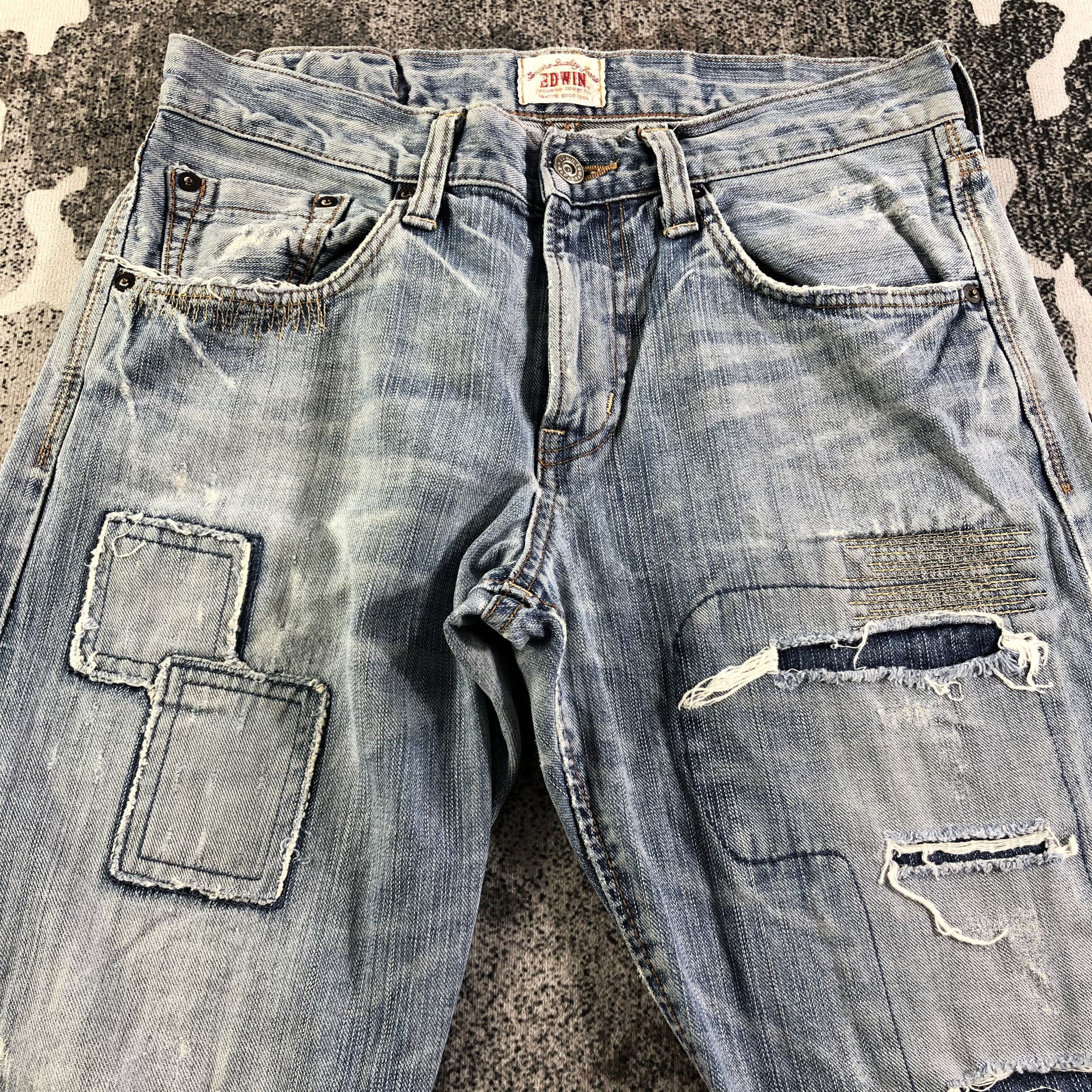 Edwin Edwin XV Jeans Ripped Patchwork Denim KJ2490 Size US 30 / EU 46 - 3 Thumbnail