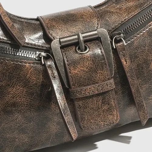 Vintage Retro Design PU Leather Shoulder Crossbody Belt Bag y2k Size ONE SIZE - 2 Thumbnail
