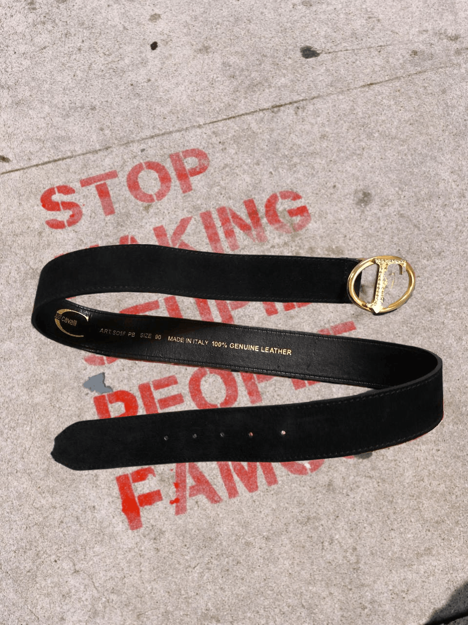 Just Cavalli Just Cavalli Black Patent Leather Logo Belt Buckle Size ONE SIZE - 1 Thumbnail