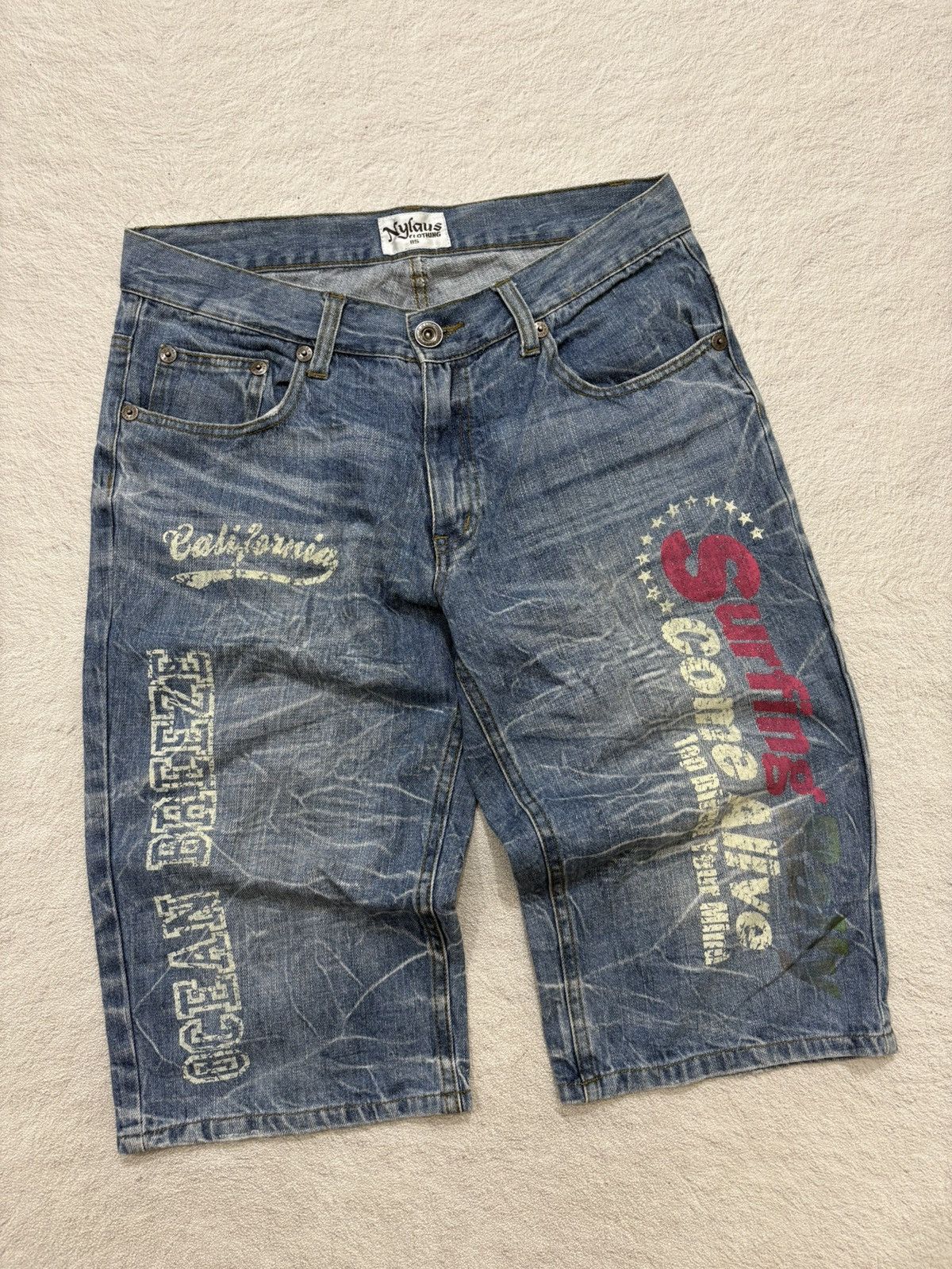 Kapital 2000s Nylus japan poem acid wash Jorts denim Y2k style Size US 31 - 3 Thumbnail