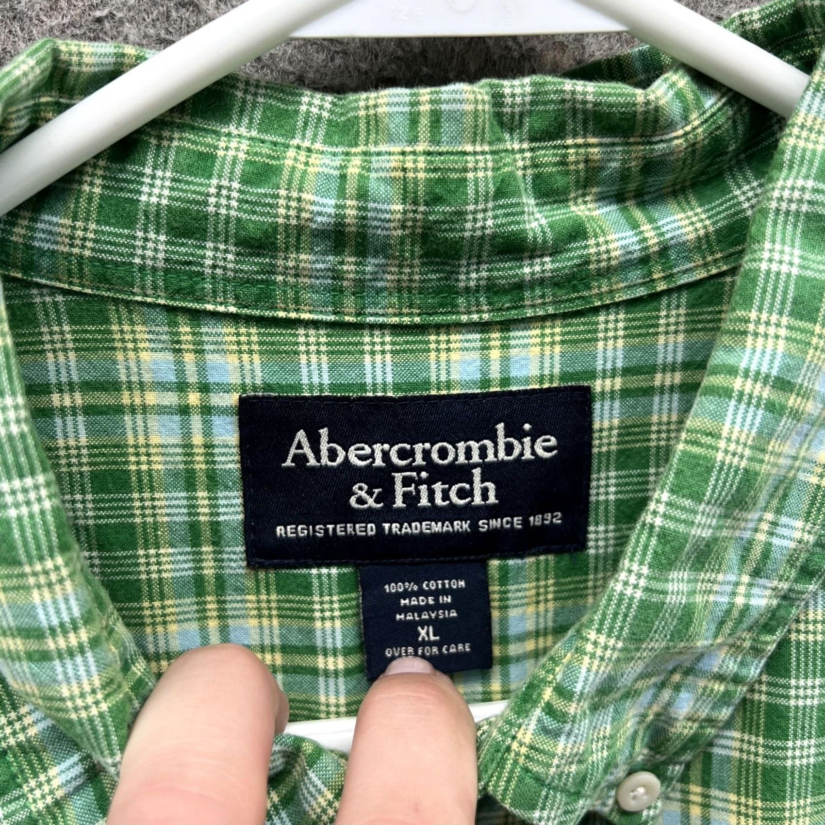 Abercrombie & Fitch VINTAGE Abercrombie & Fitch Shirt Mens XL Green Plaid Button-Down Short Sleeve Cotton Size US XL / EU 56 / 4 - 6 Thumbnail