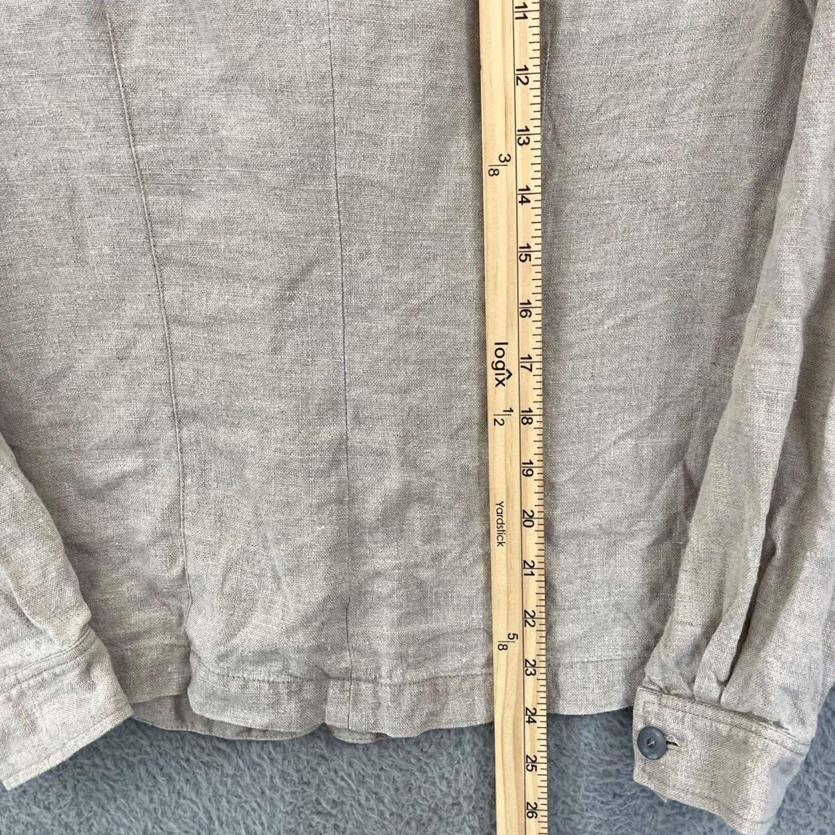 Ann Taylor Ann Taylor Shirt Womens 8 Beige Button Up 100% Linen Pocket Long Sleeve Collar Size M / US 6-8 / IT 42-44 - 7 Thumbnail